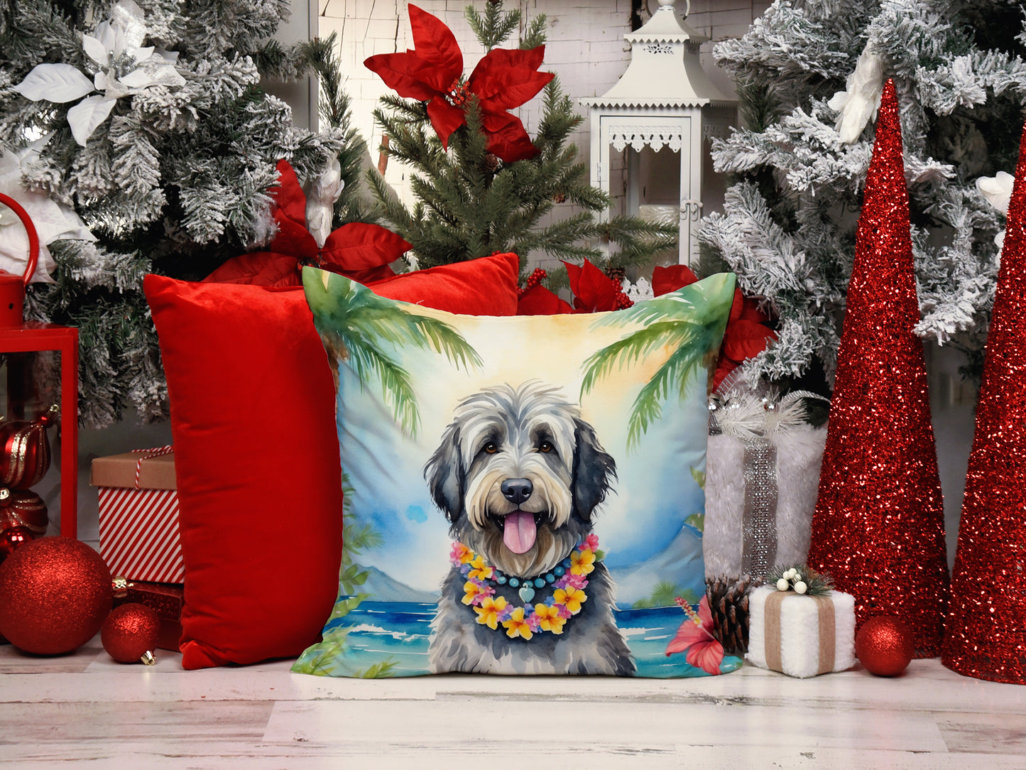 Bergamasco Sheepdog Luau Throw Pillow