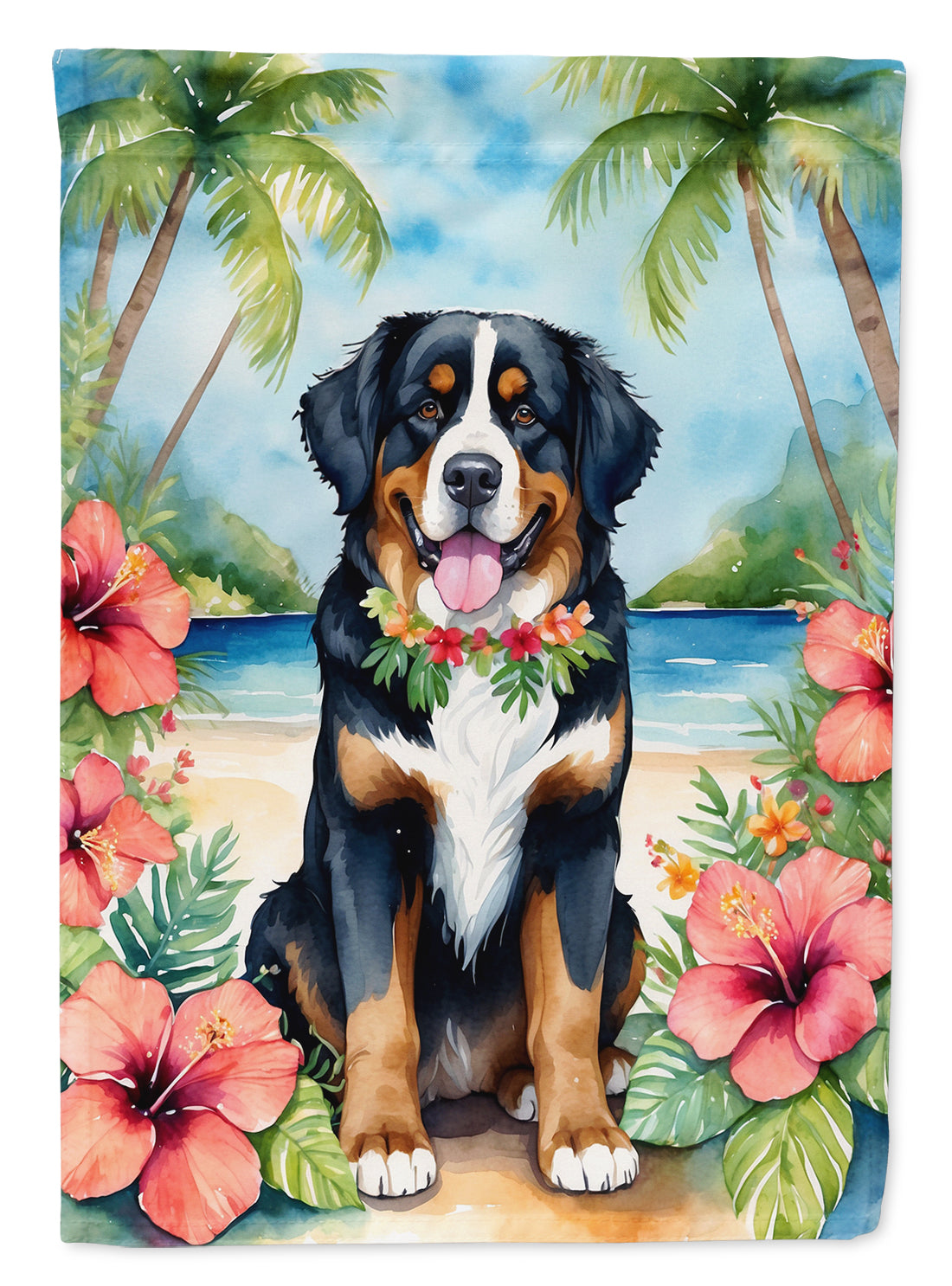 Buy this Bernese Mountain Dog Luau House Flag