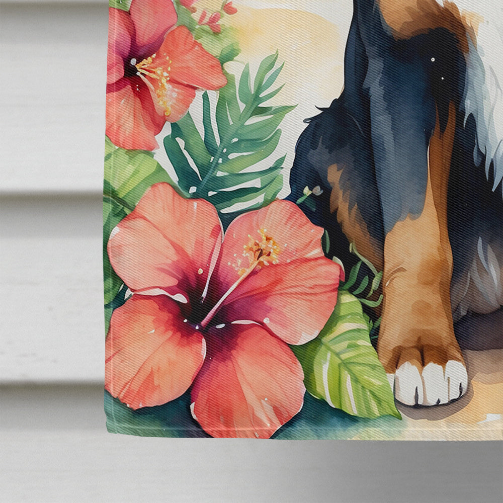 Bernese Mountain Dog Luau House Flag