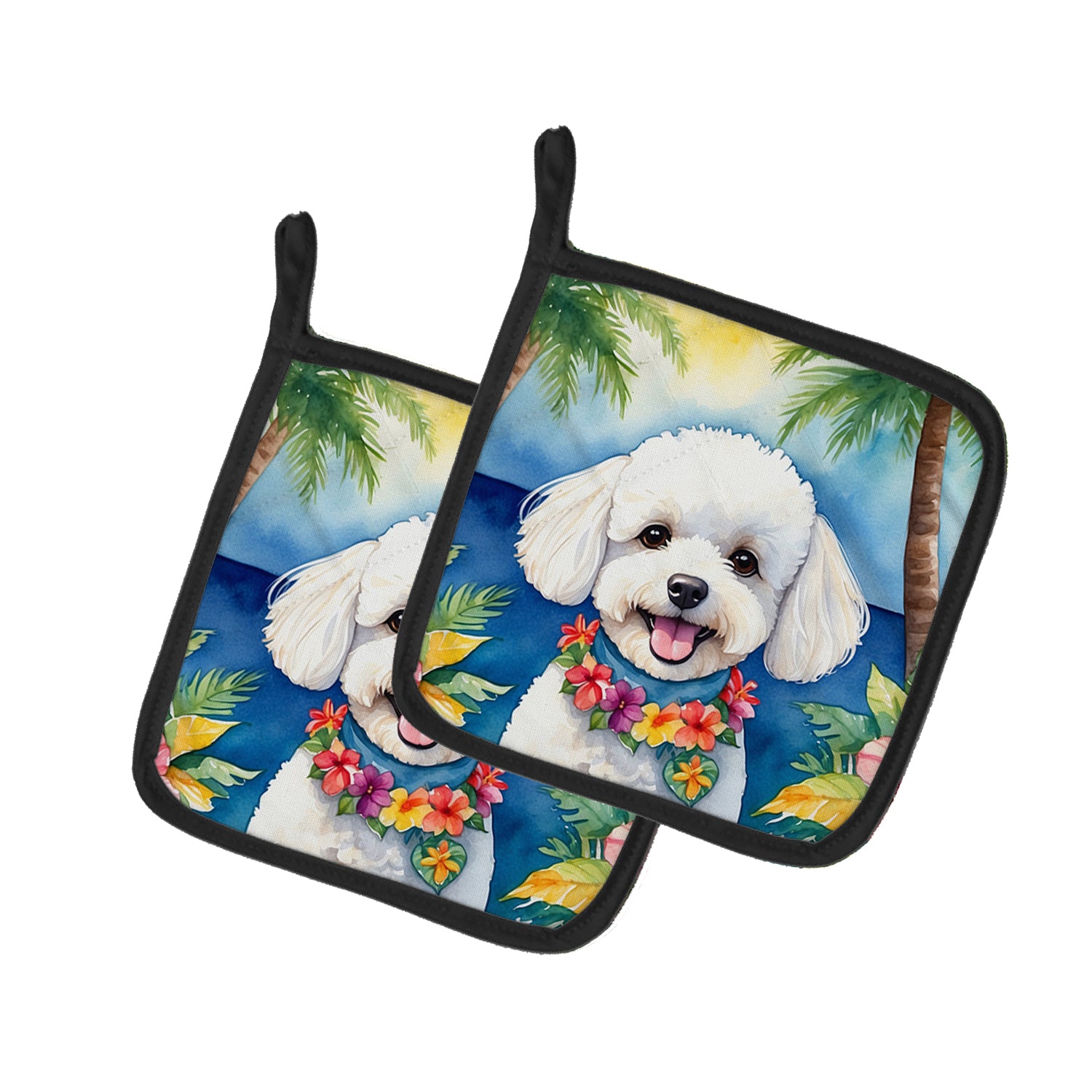 Buy this Bichon Frise Luau Pair of Pot Holders