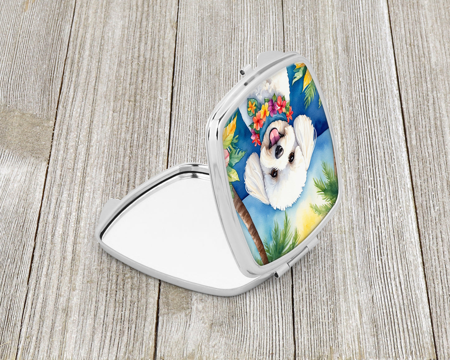 Bichon Frise Luau Compact Mirror