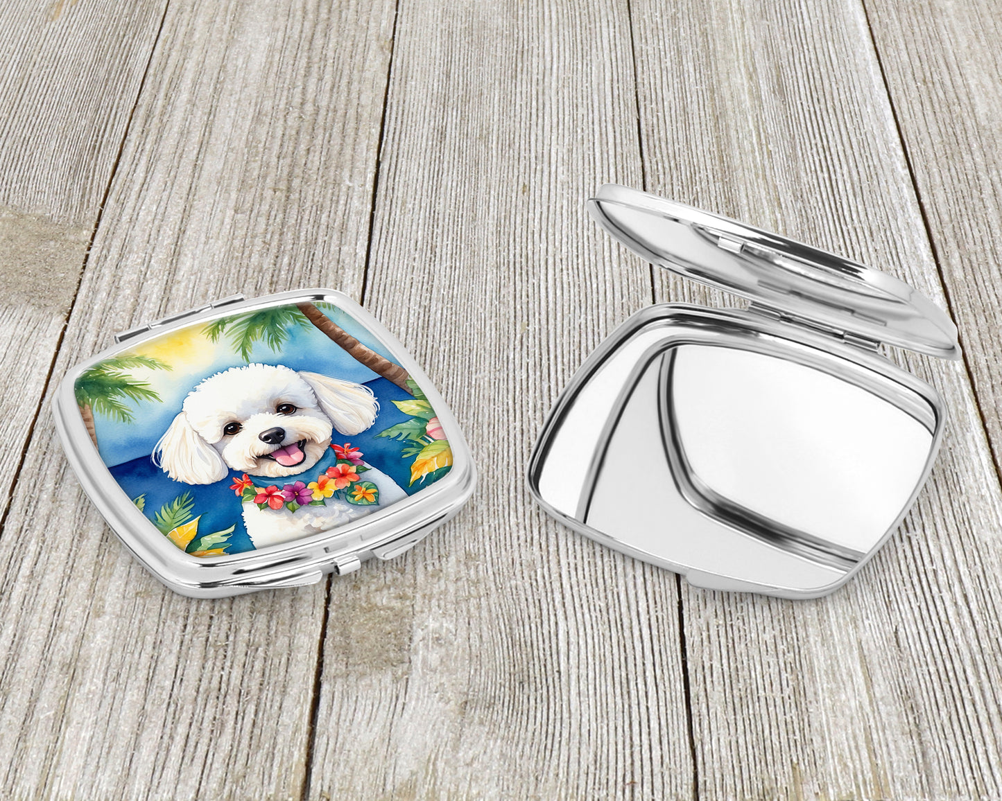 Bichon Frise Luau Compact Mirror