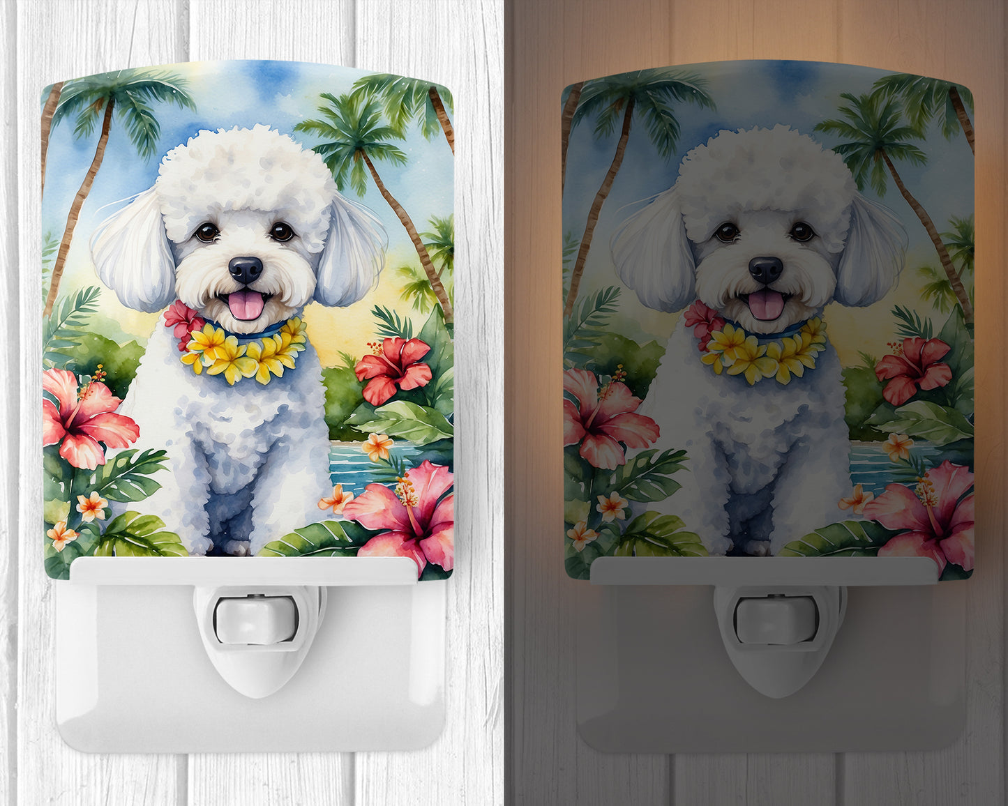 Bichon Frise Luau Ceramic Night Light