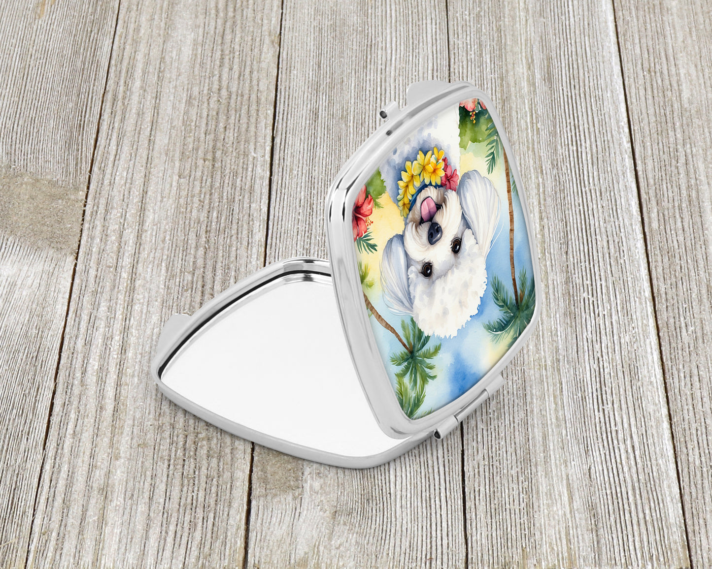 Bichon Frise Luau Compact Mirror