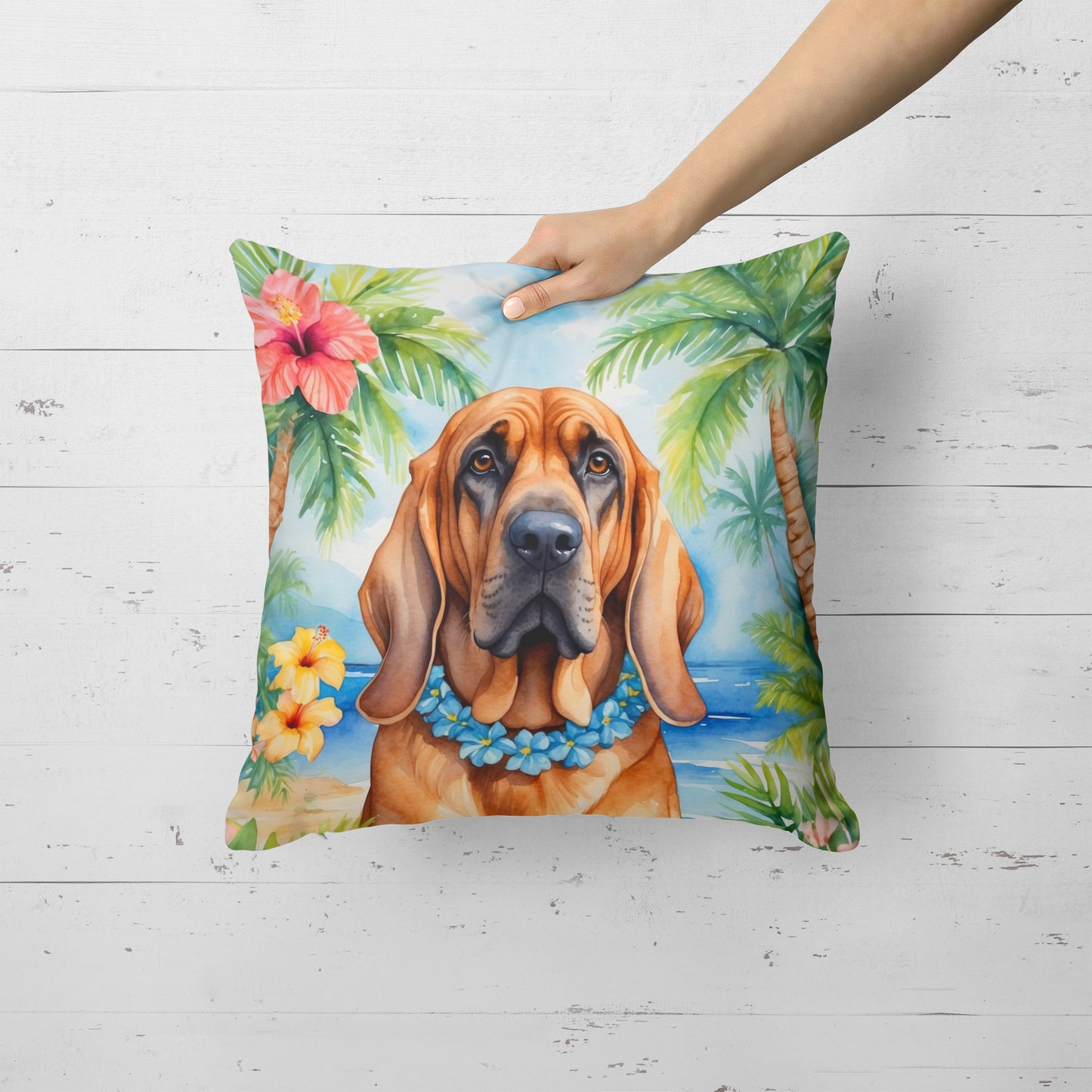 Bloodhound Luau Throw Pillow