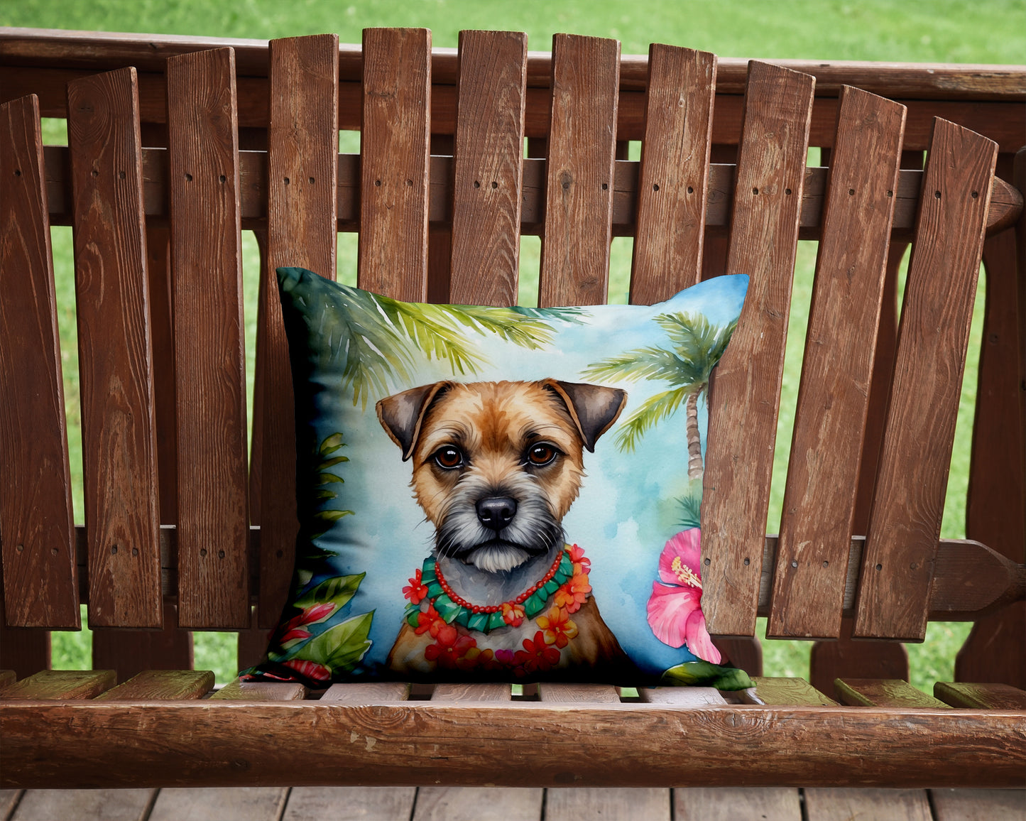 Border Terrier Luau Throw Pillow