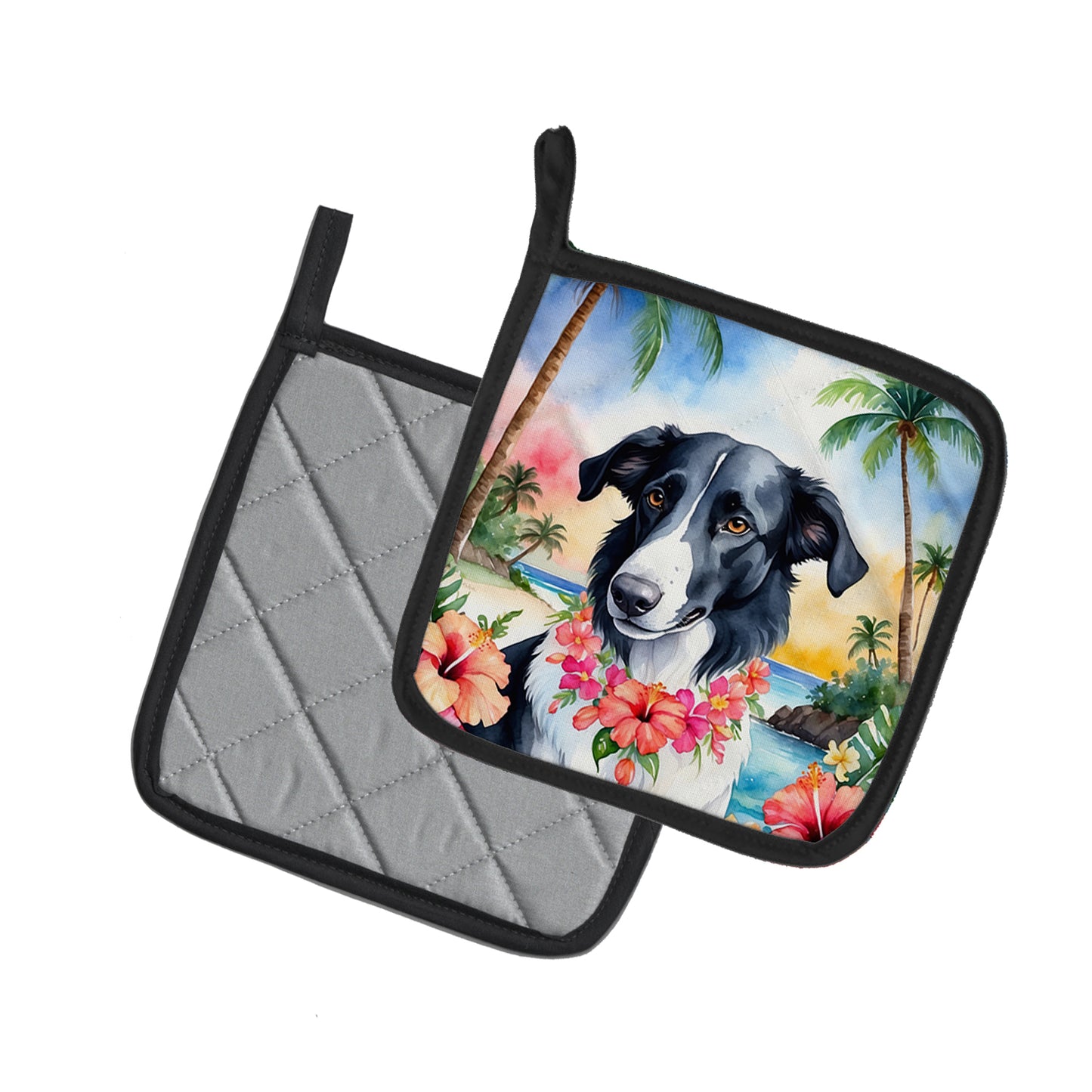 Borzoi Luau Pair of Pot Holders