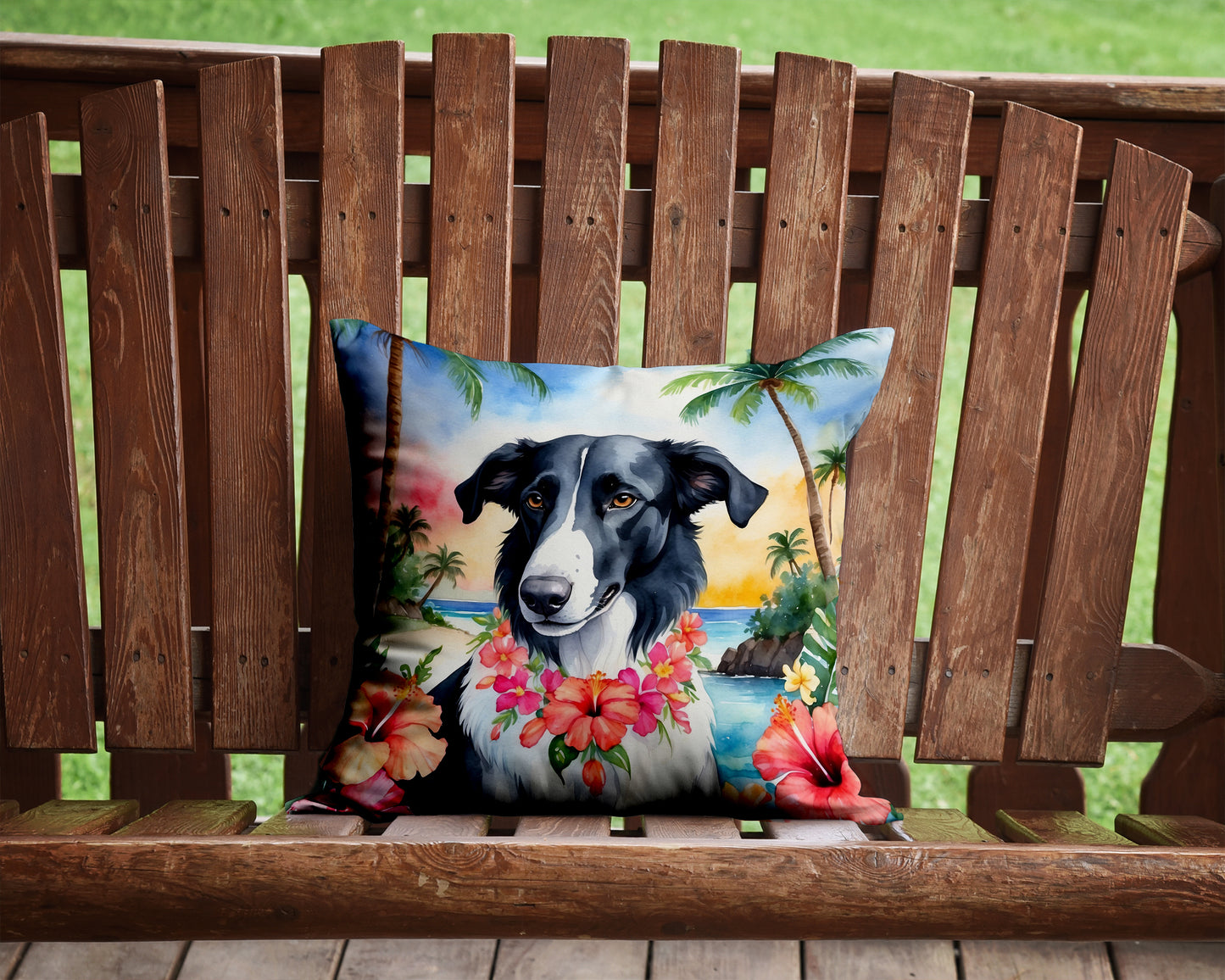 Borzoi Luau Throw Pillow