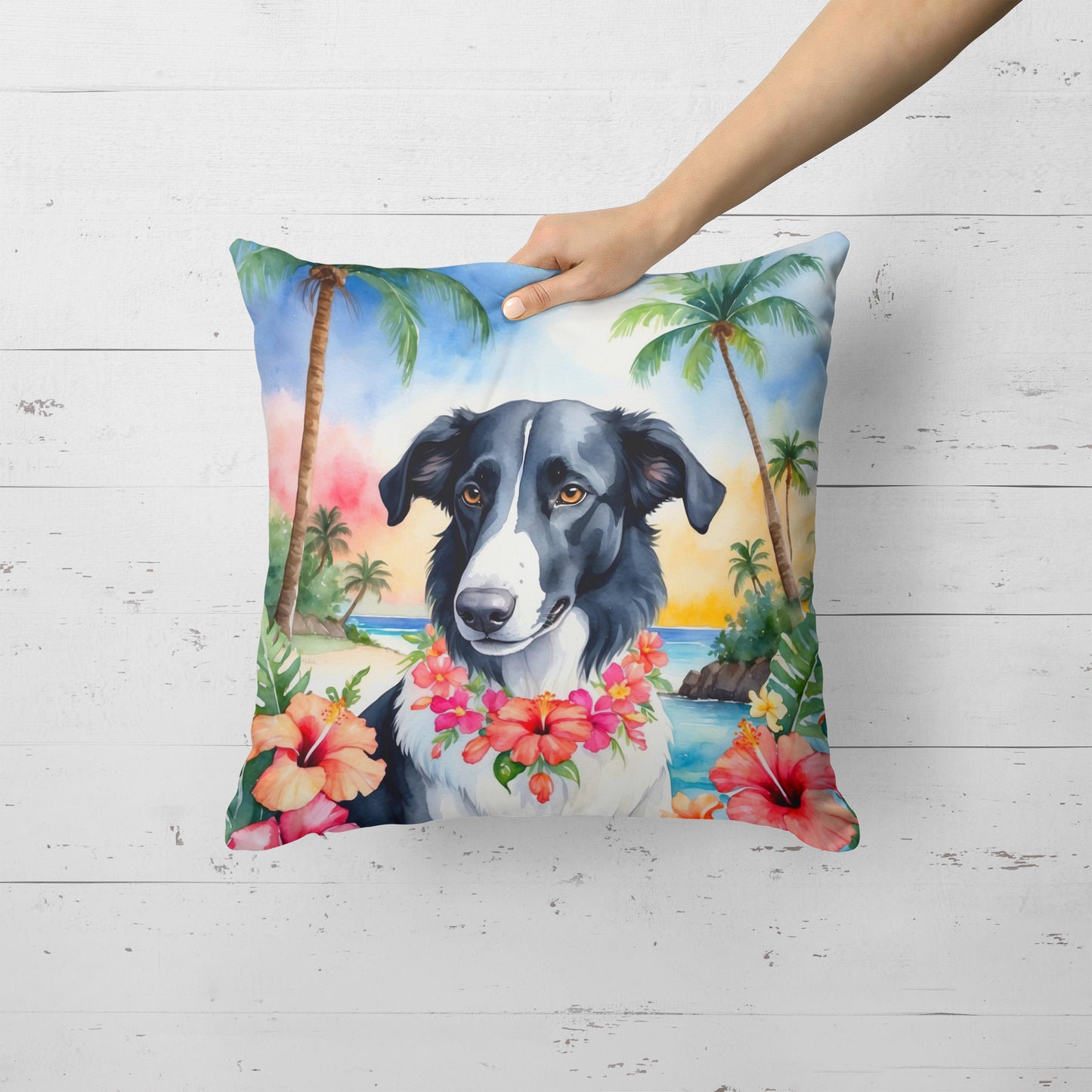 Borzoi Luau Throw Pillow