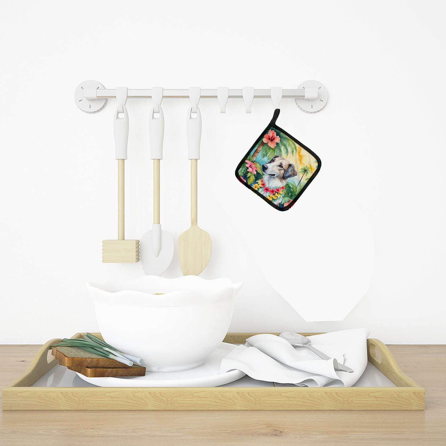Borzoi Luau Pair of Pot Holders