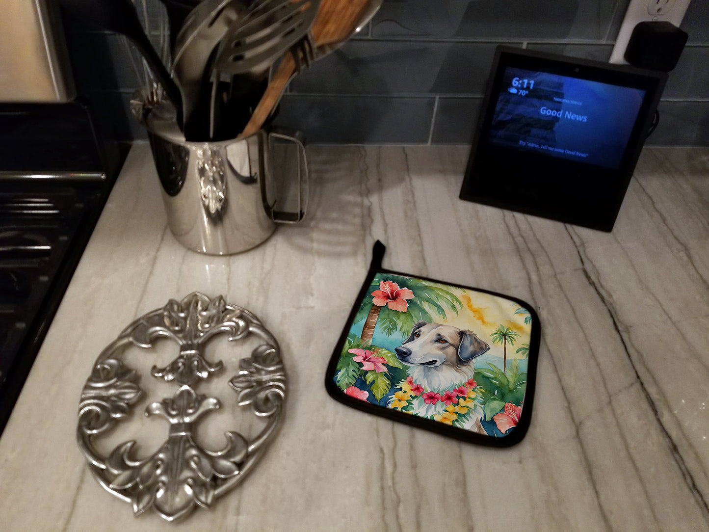 Borzoi Luau Pair of Pot Holders