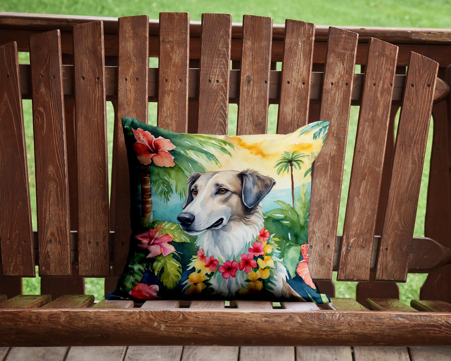 Borzoi Luau Throw Pillow