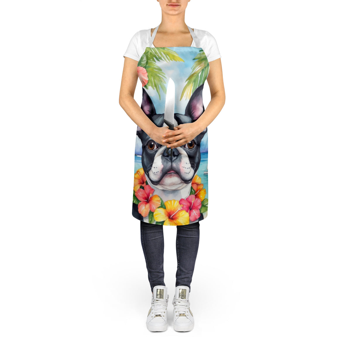 Boston Terrier Luau Apron