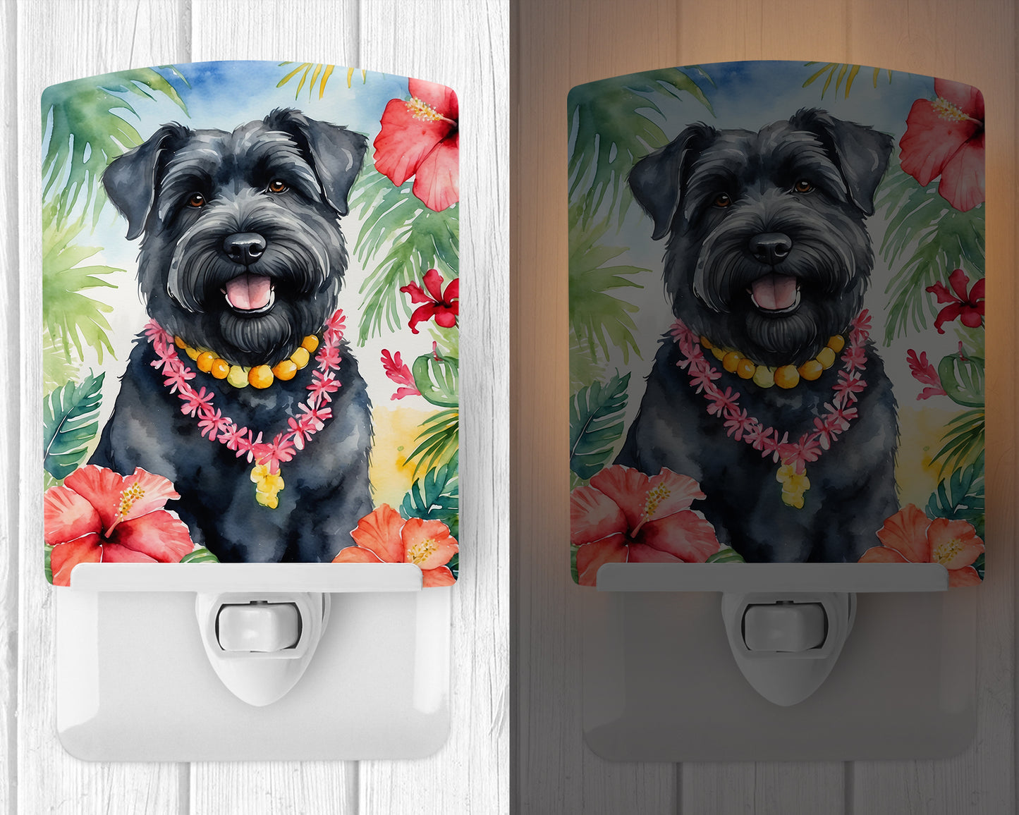 Bouvier des Flandres Luau Ceramic Night Light