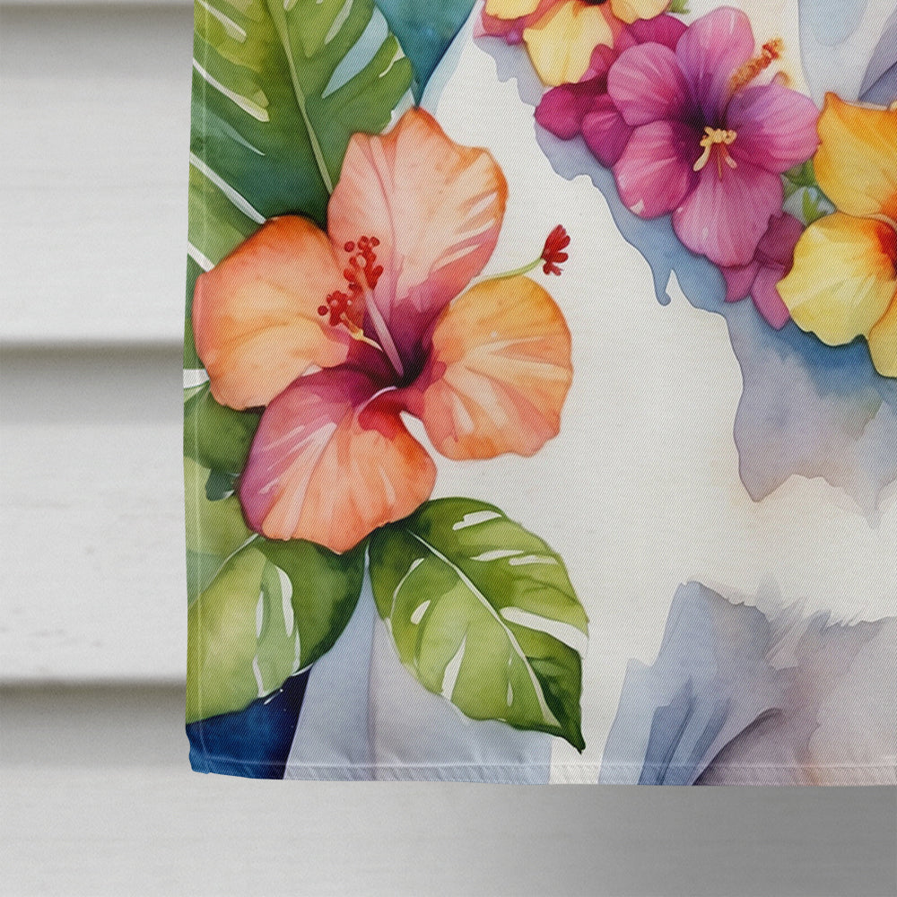 White Boxer Luau House Flag