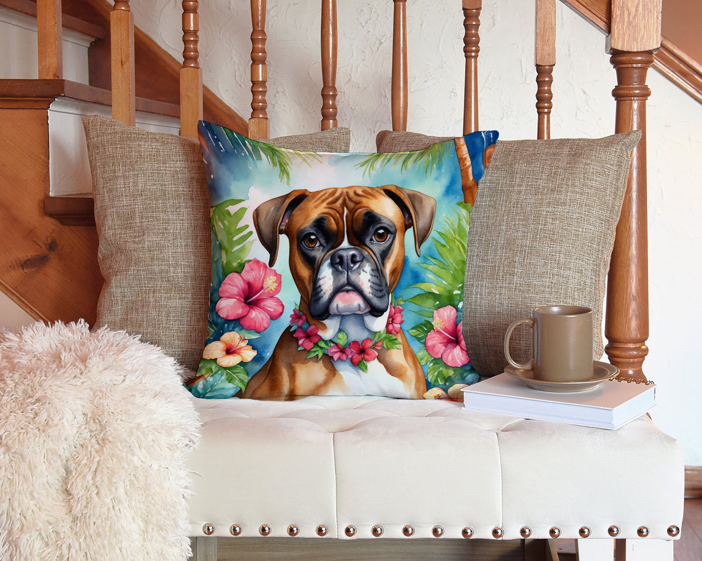 Boxer Luau Throw Pillow