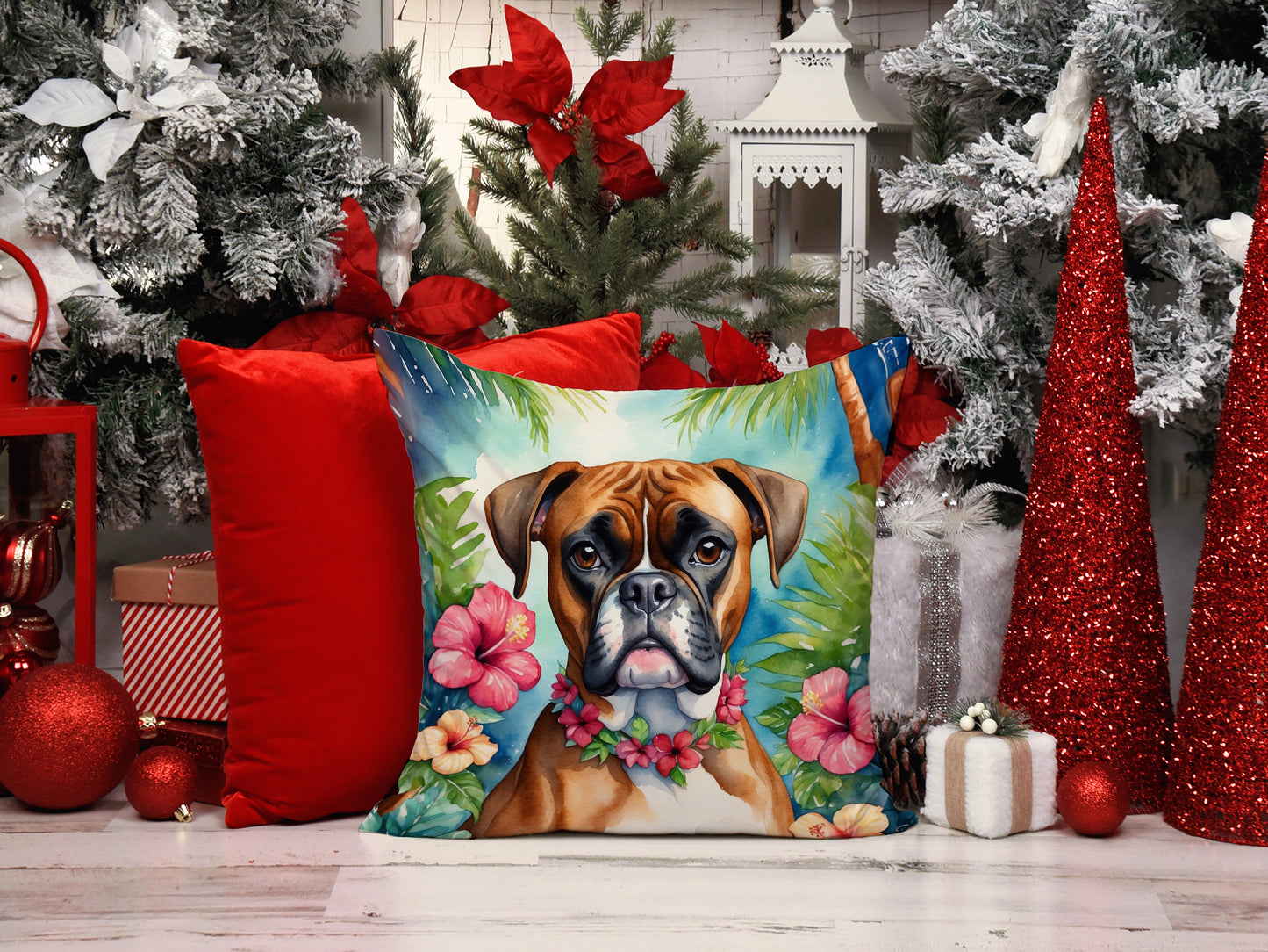 Boxer Luau Throw Pillow