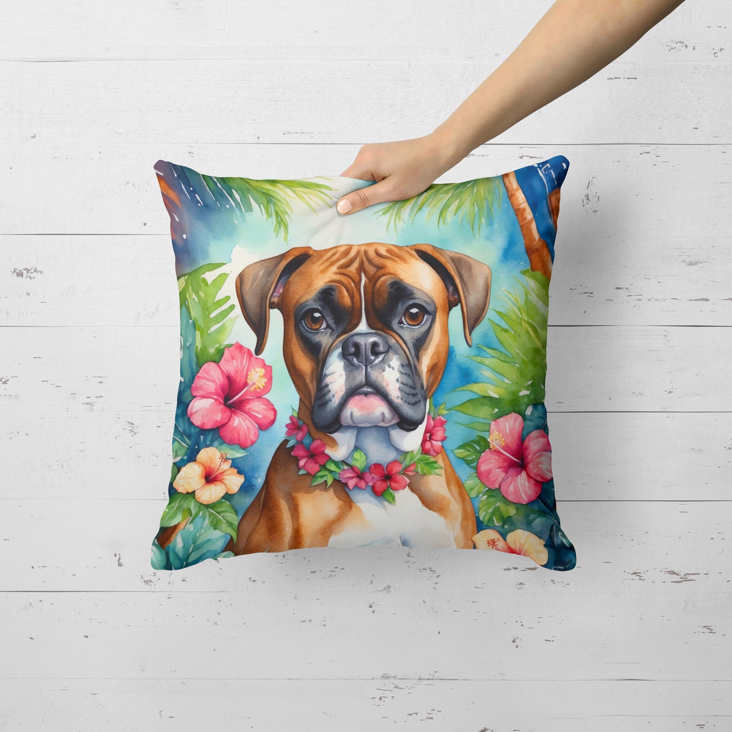 Boxer Luau Throw Pillow