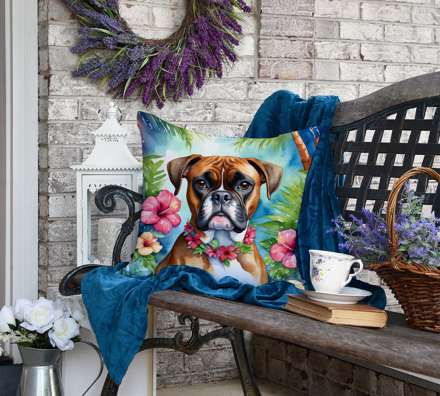 Boxer Luau Throw Pillow