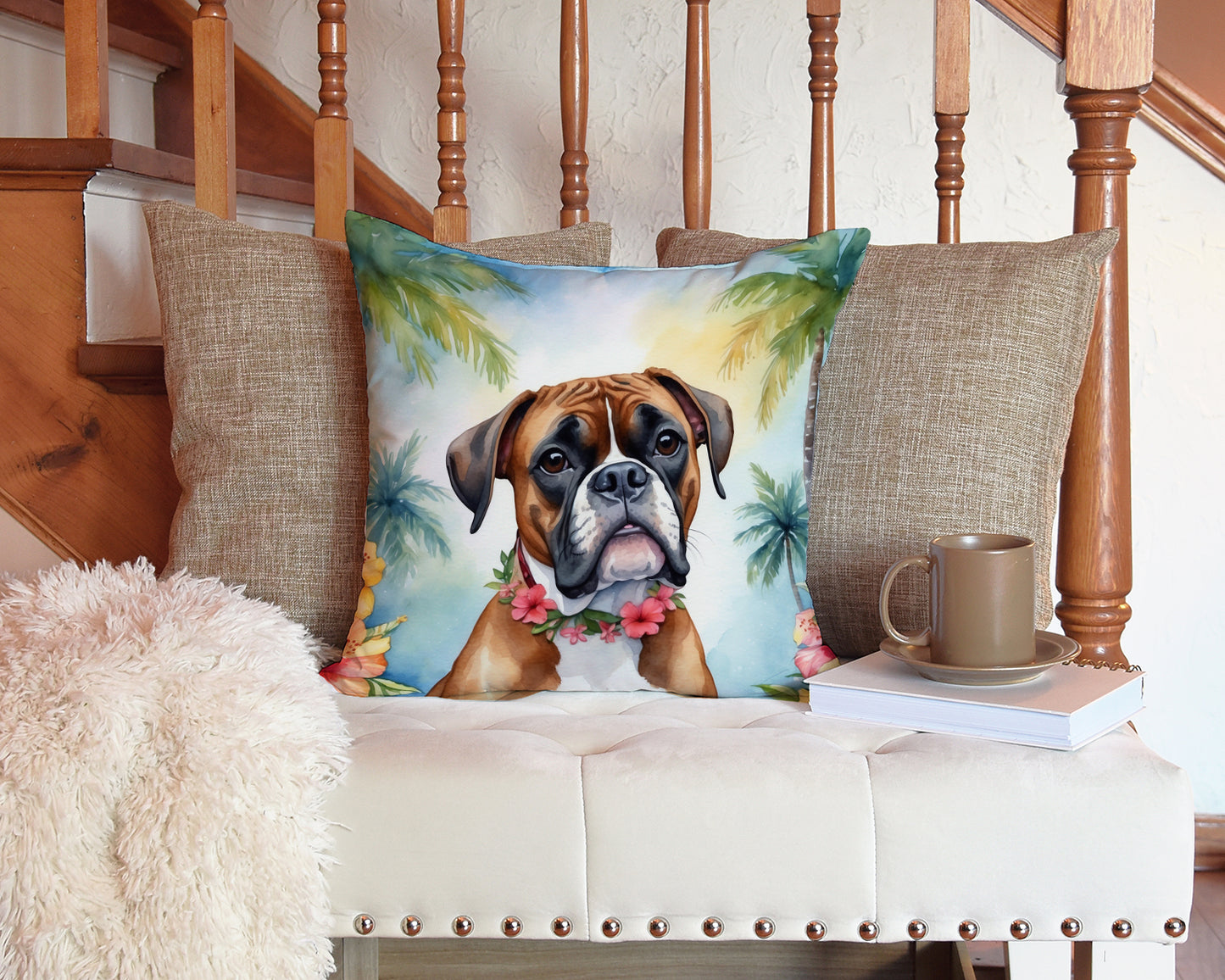 Boxer Luau Throw Pillow