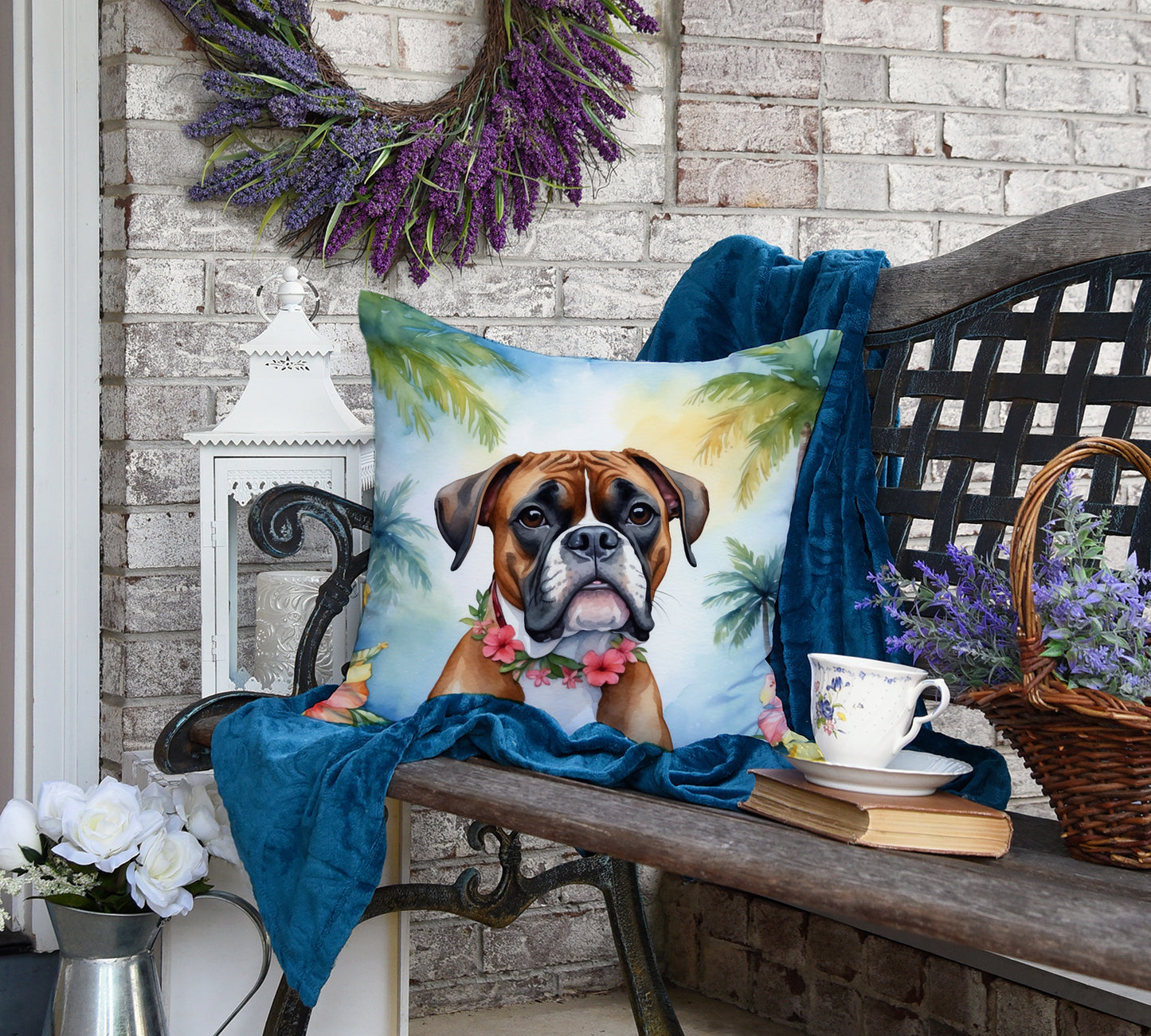 Boxer Luau Throw Pillow