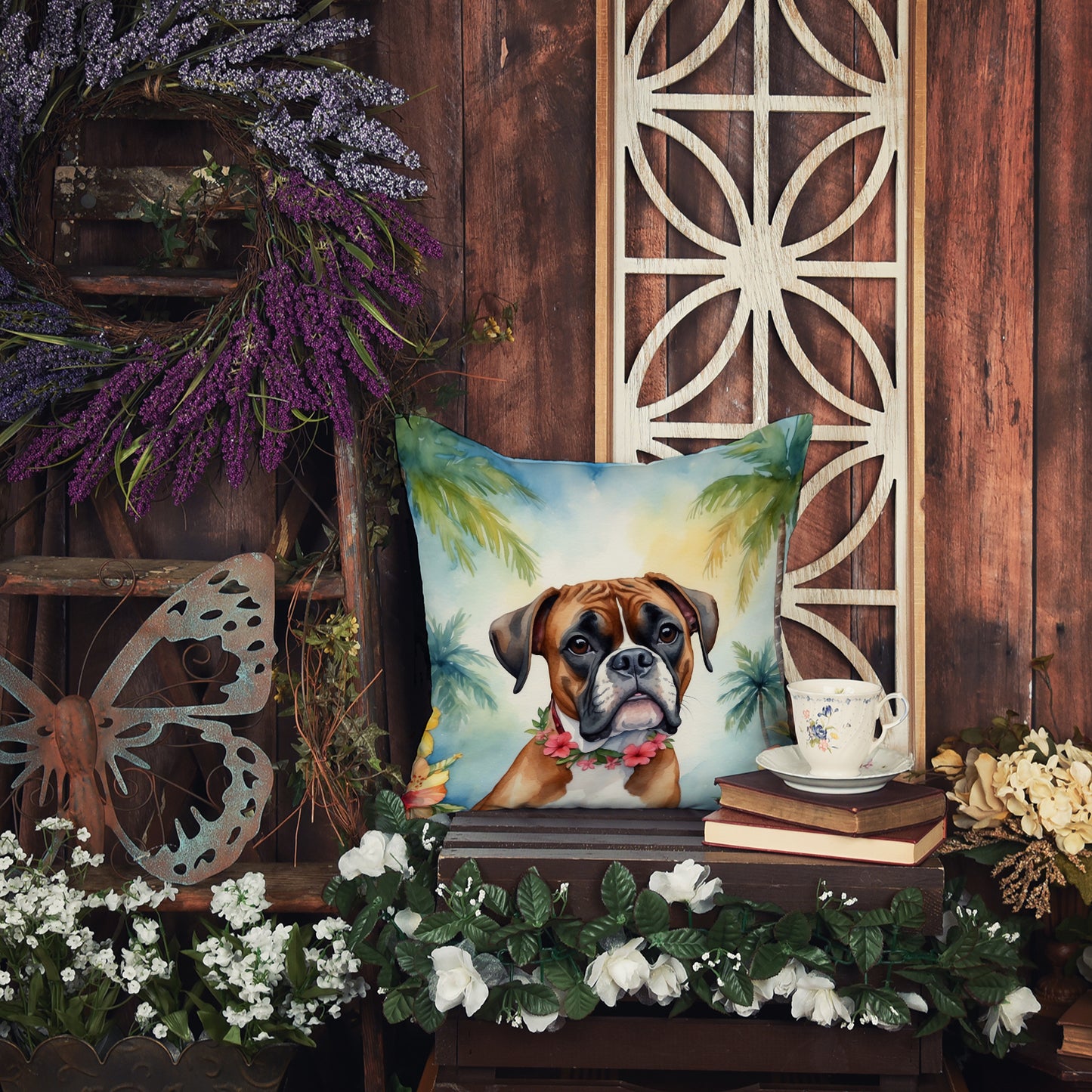 Boxer Luau Throw Pillow