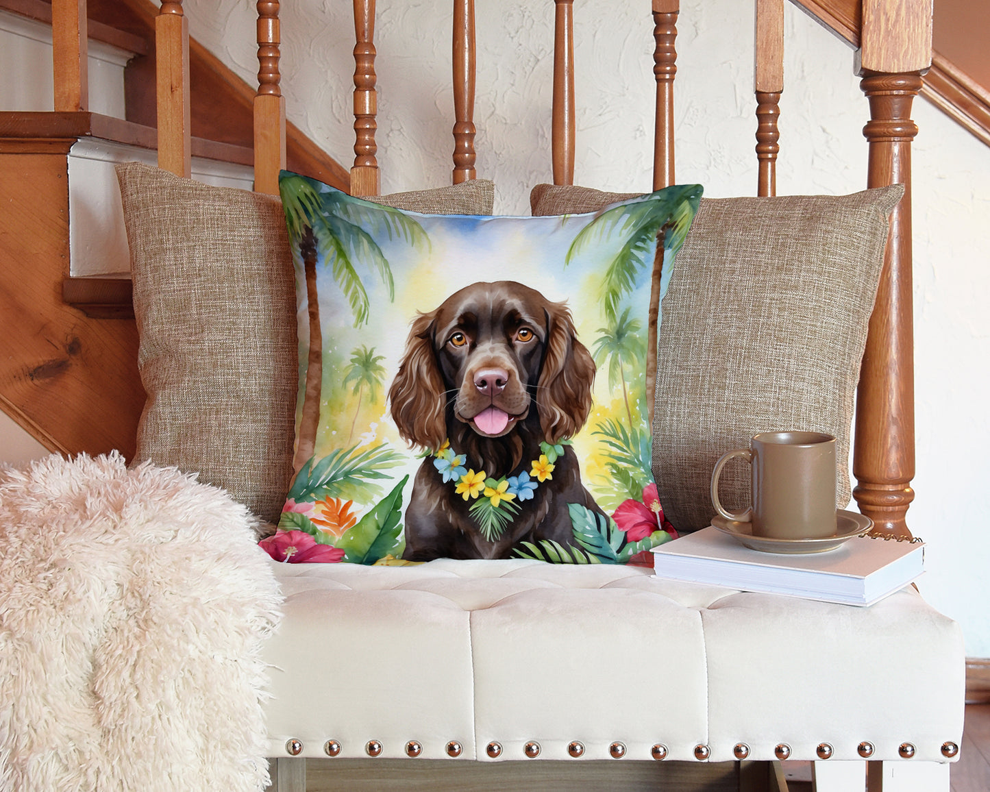 Boykin Spaniel Luau Throw Pillow