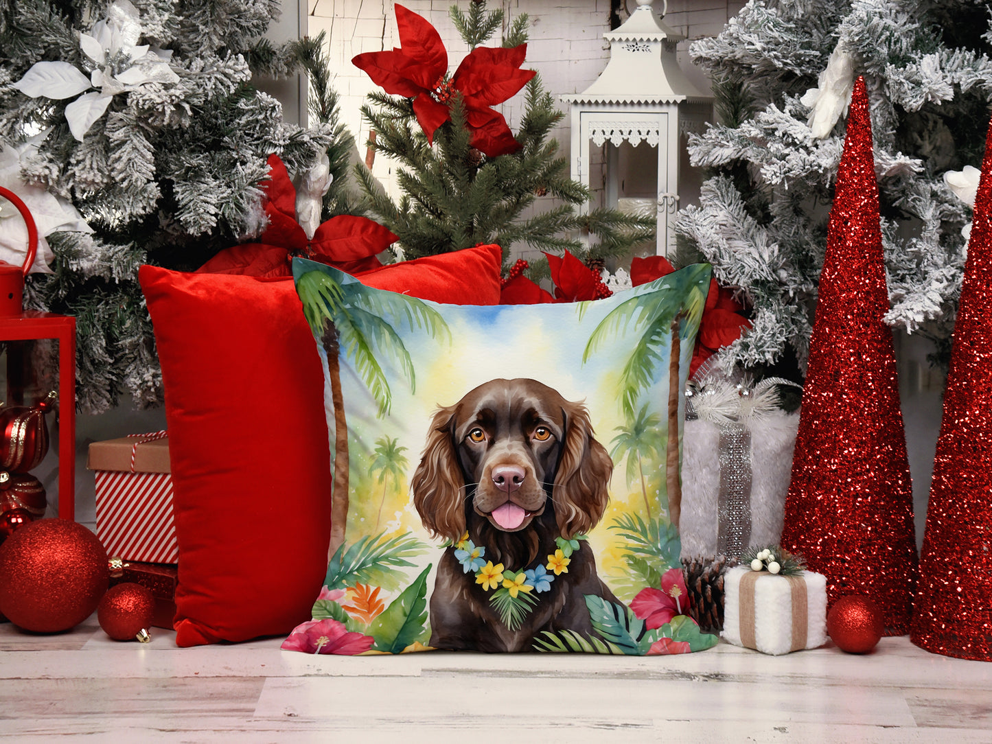 Boykin Spaniel Luau Throw Pillow