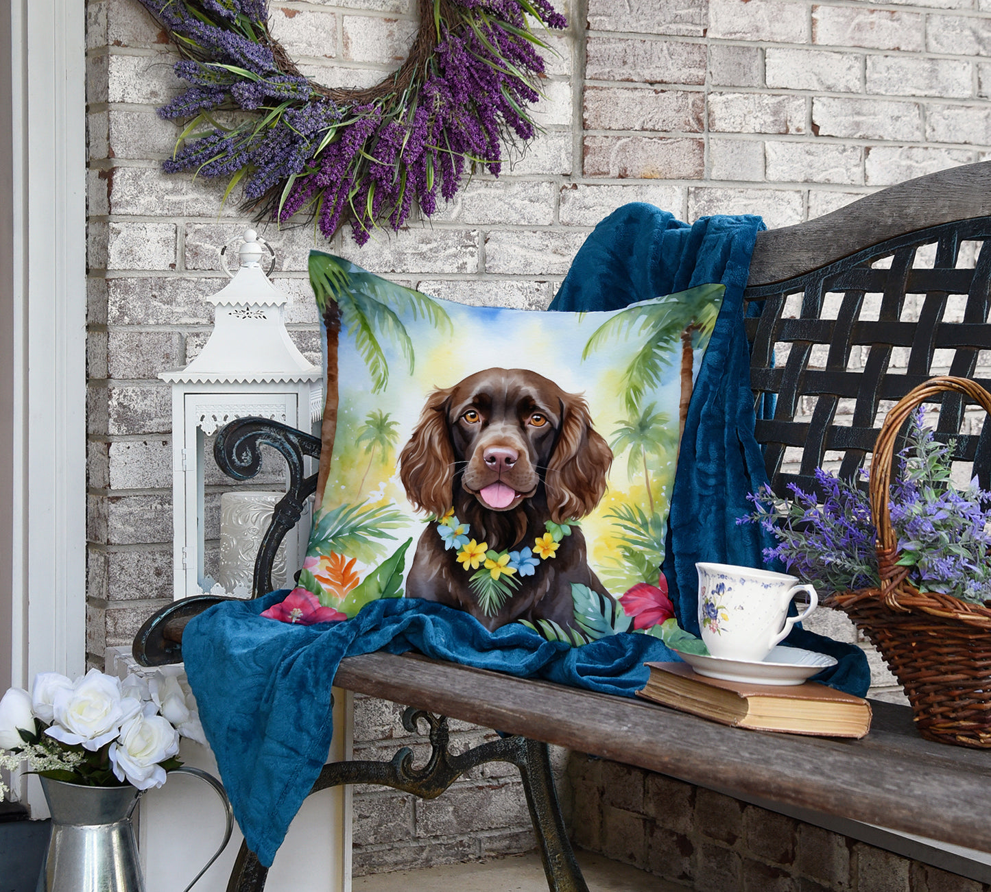 Boykin Spaniel Luau Throw Pillow