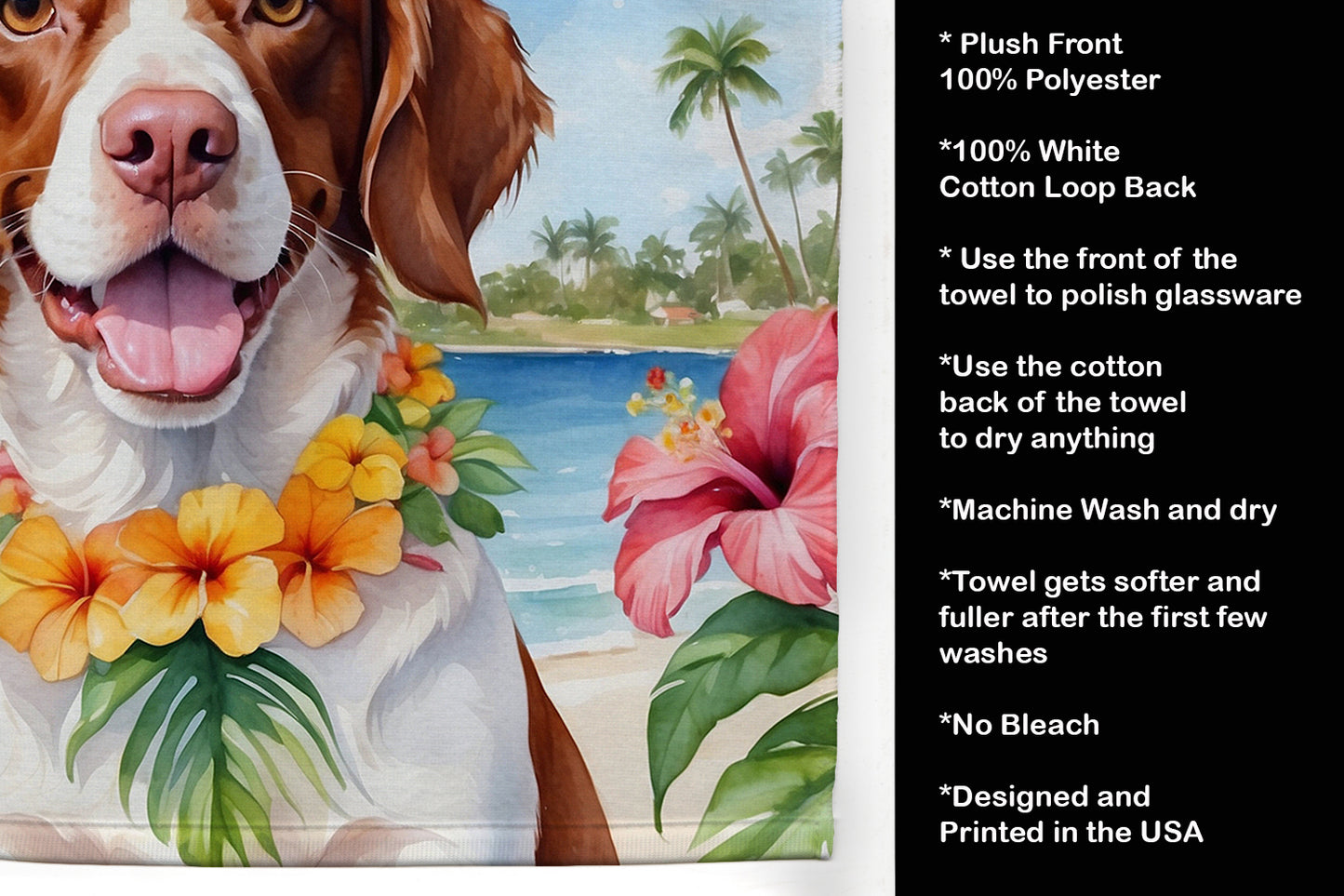 Brittany Spaniel Luau Kitchen Towel