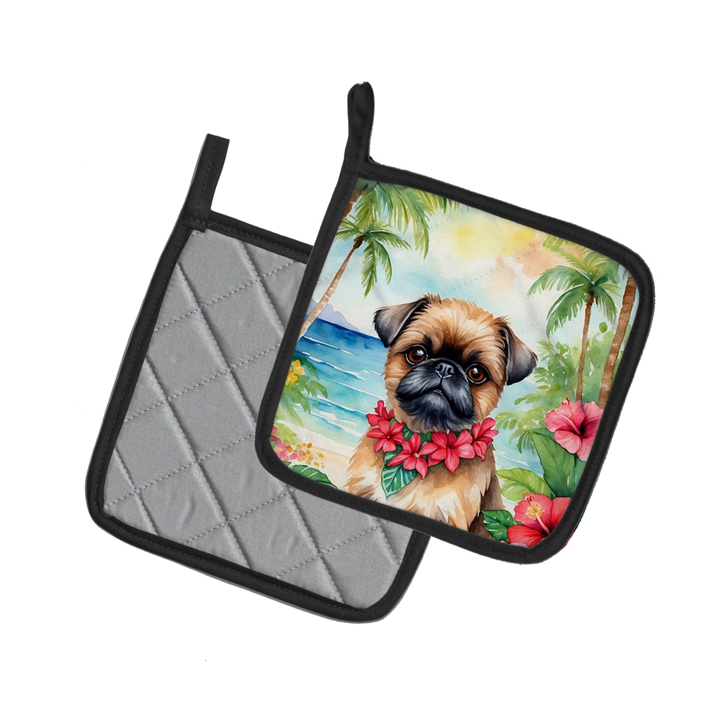 Brussels Griffon Luau Pair of Pot Holders