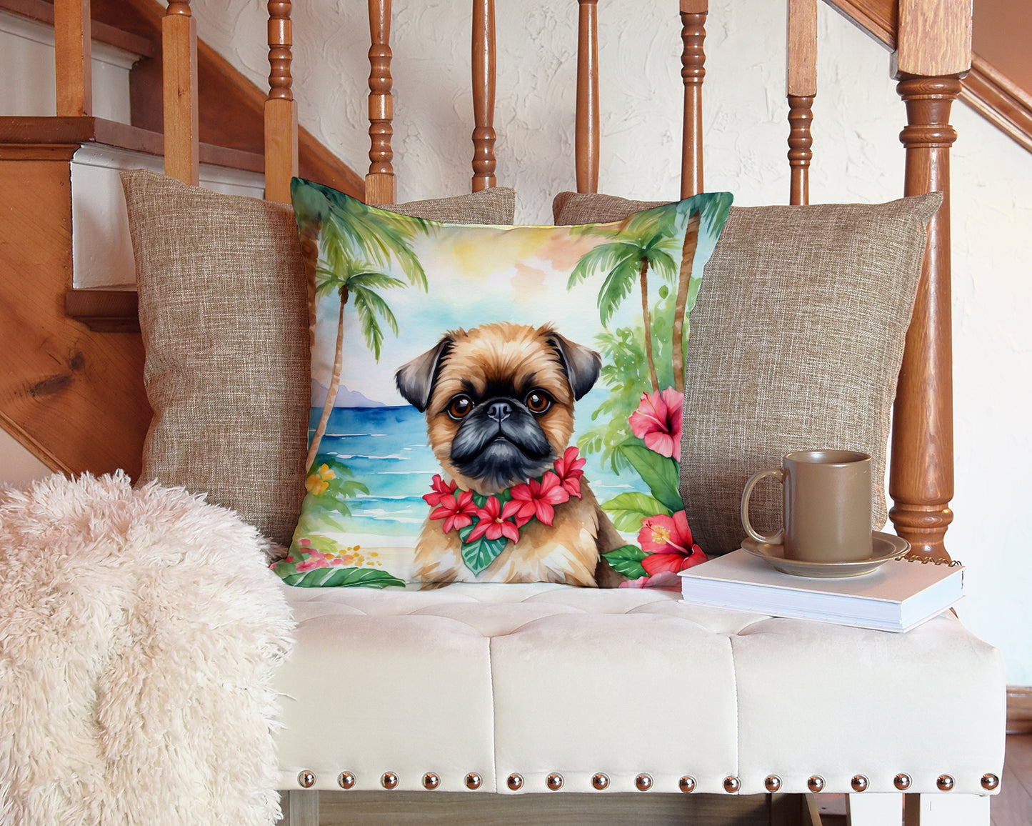 Brussels Griffon Luau Throw Pillow