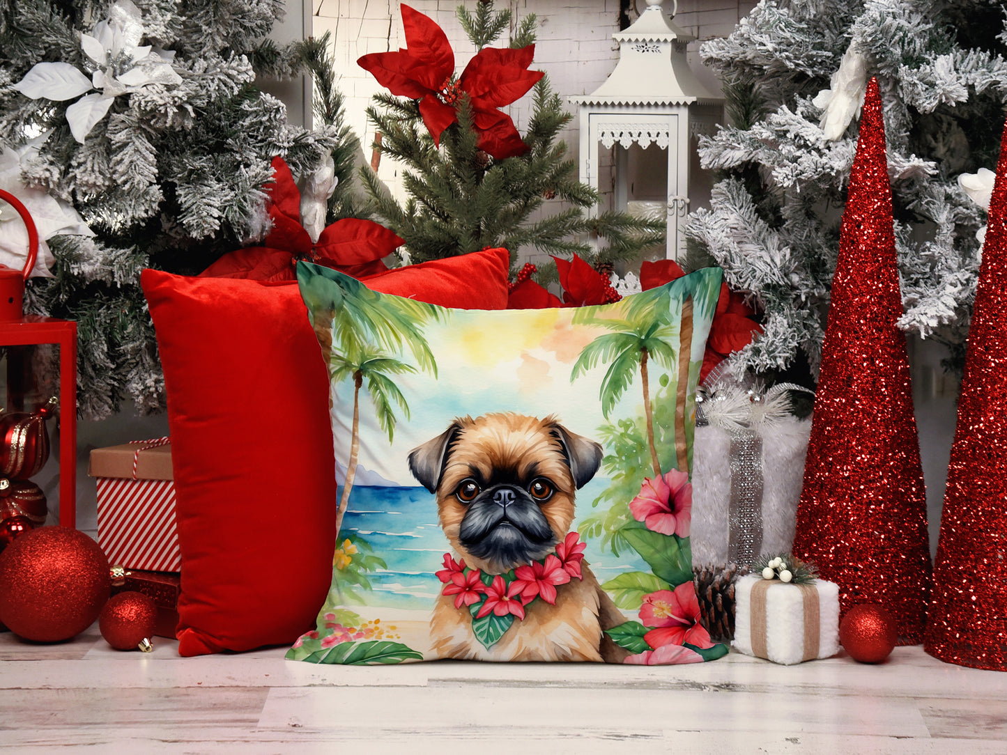 Brussels Griffon Luau Throw Pillow