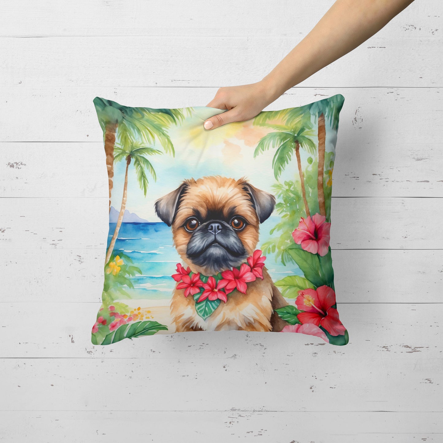 Brussels Griffon Luau Throw Pillow