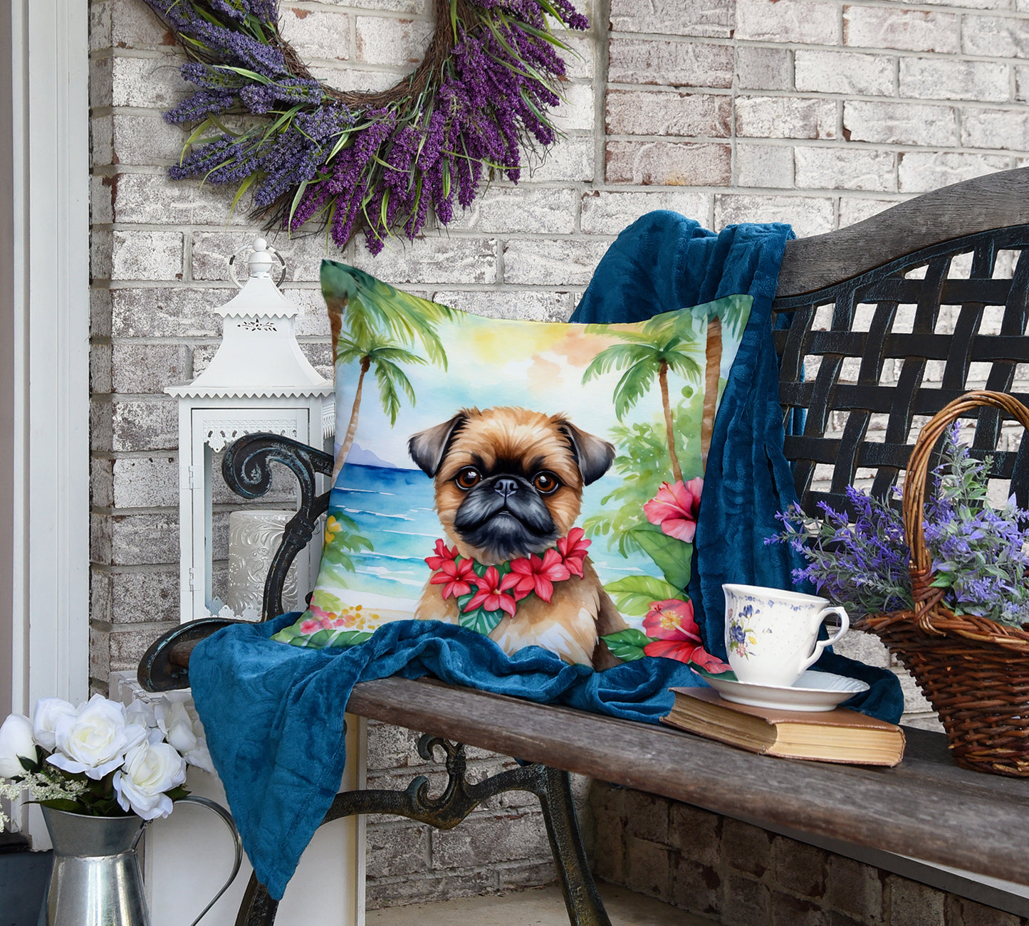 Brussels Griffon Luau Throw Pillow