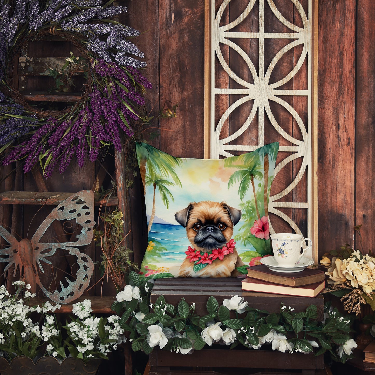 Brussels Griffon Luau Throw Pillow