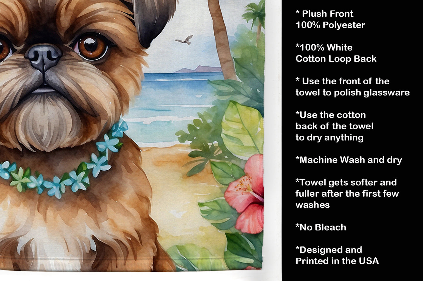 Brussels Griffon Luau Kitchen Towel