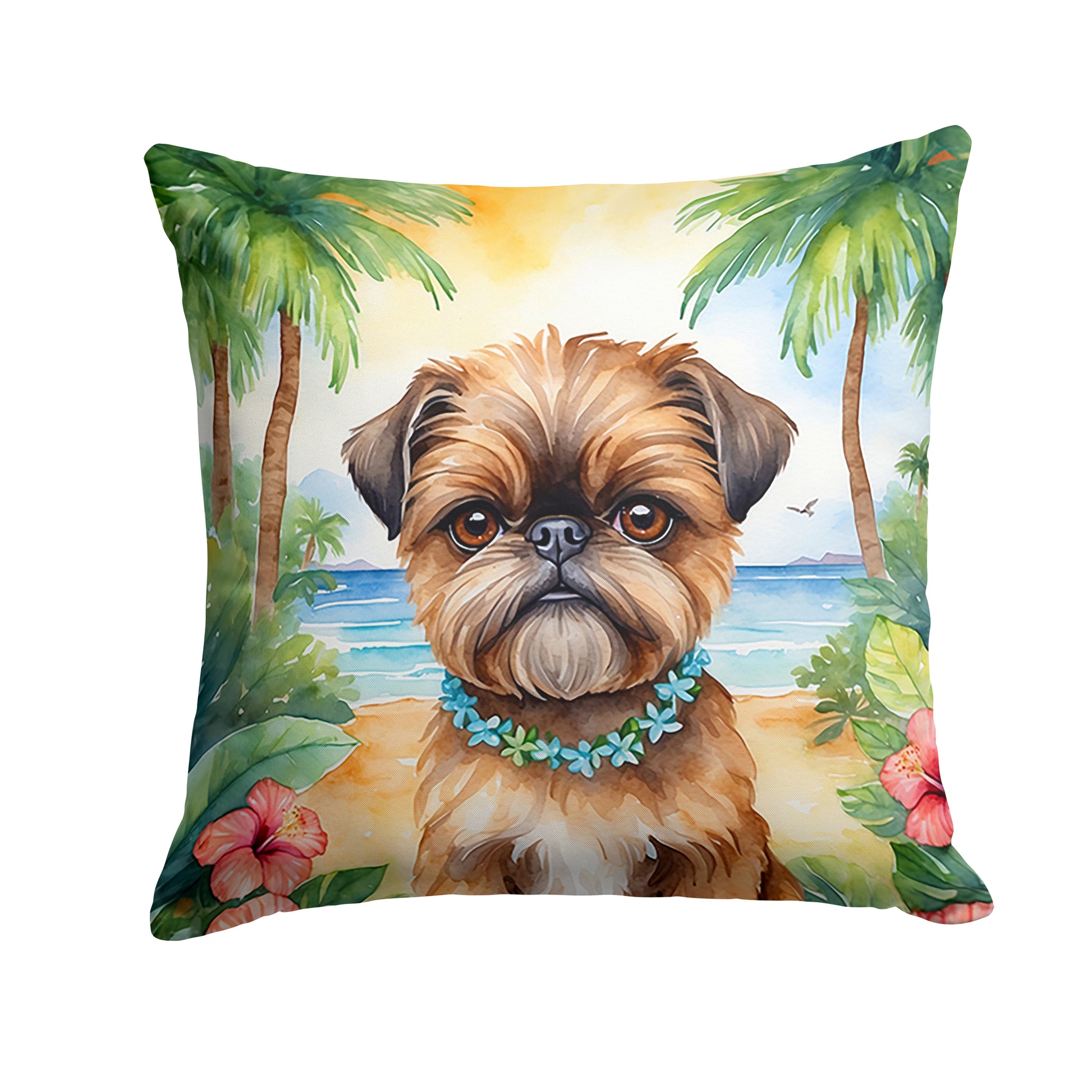 Buy this Brussels Griffon Luau Throw Pillow