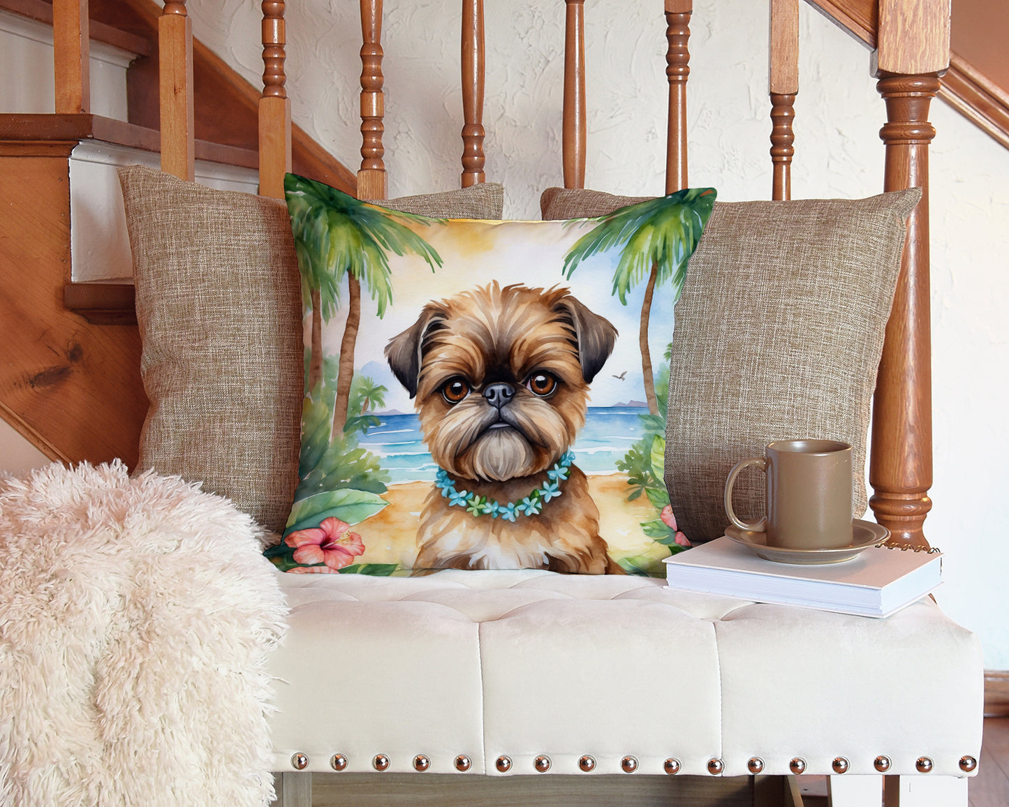 Brussels Griffon Luau Throw Pillow