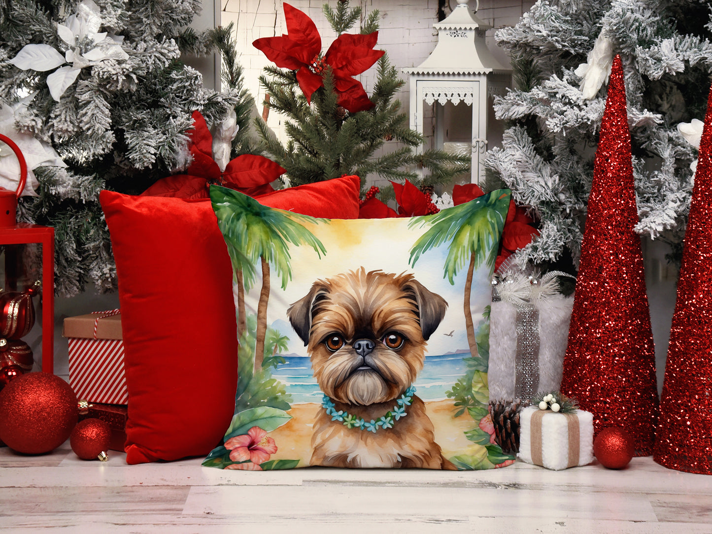 Brussels Griffon Luau Throw Pillow