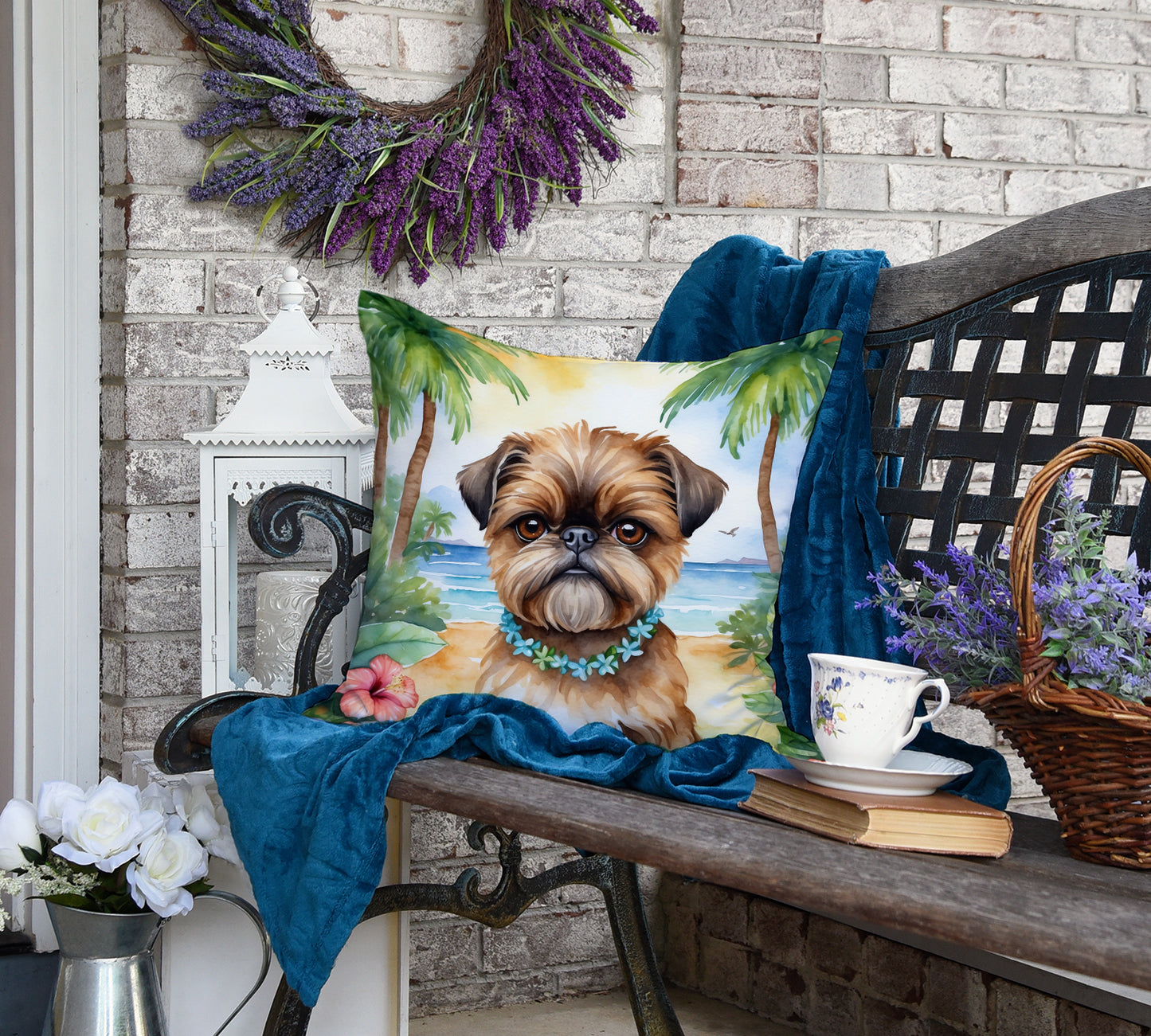 Brussels Griffon Luau Throw Pillow