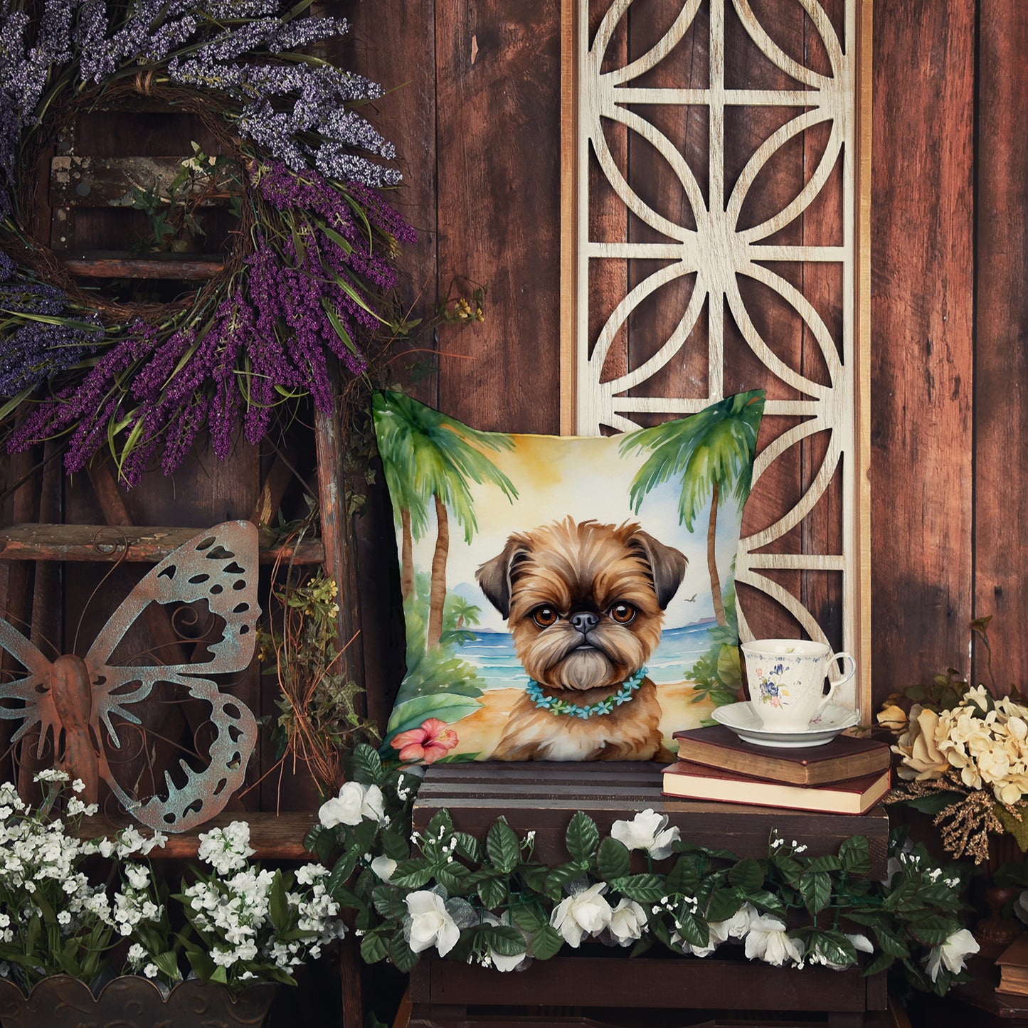 Brussels Griffon Luau Throw Pillow