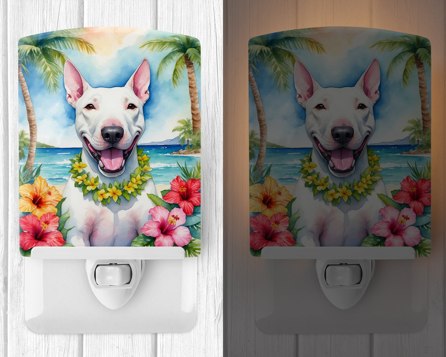 Bull Terrier Luau Ceramic Night Light