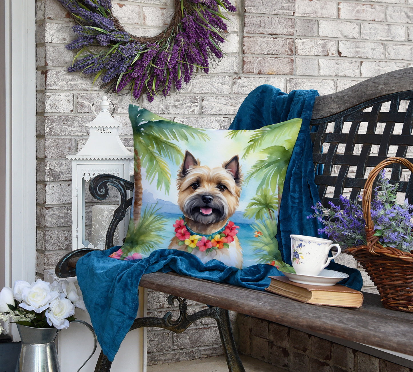 Cairn Terrier Luau Throw Pillow