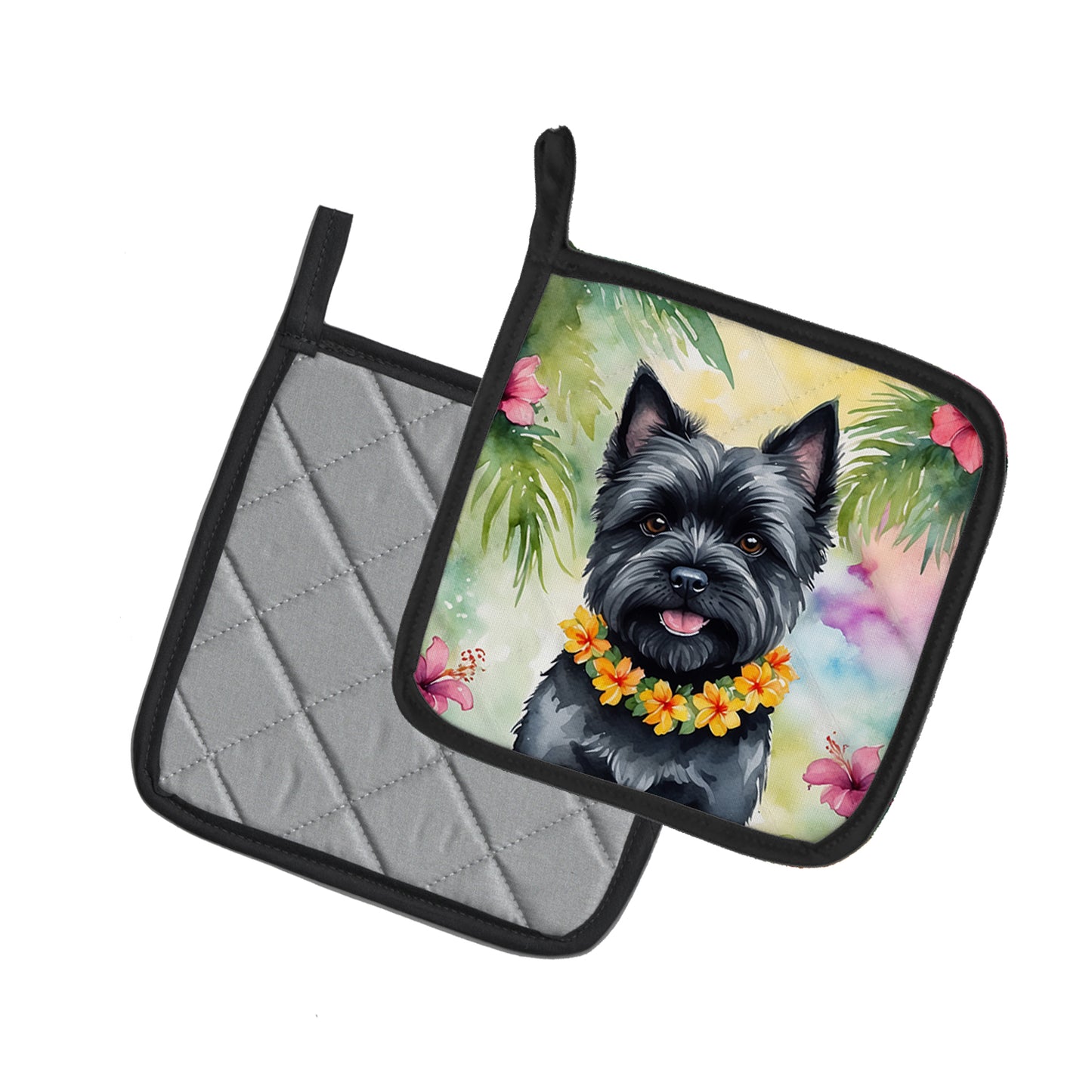 Cairn Terrier Luau Pair of Pot Holders