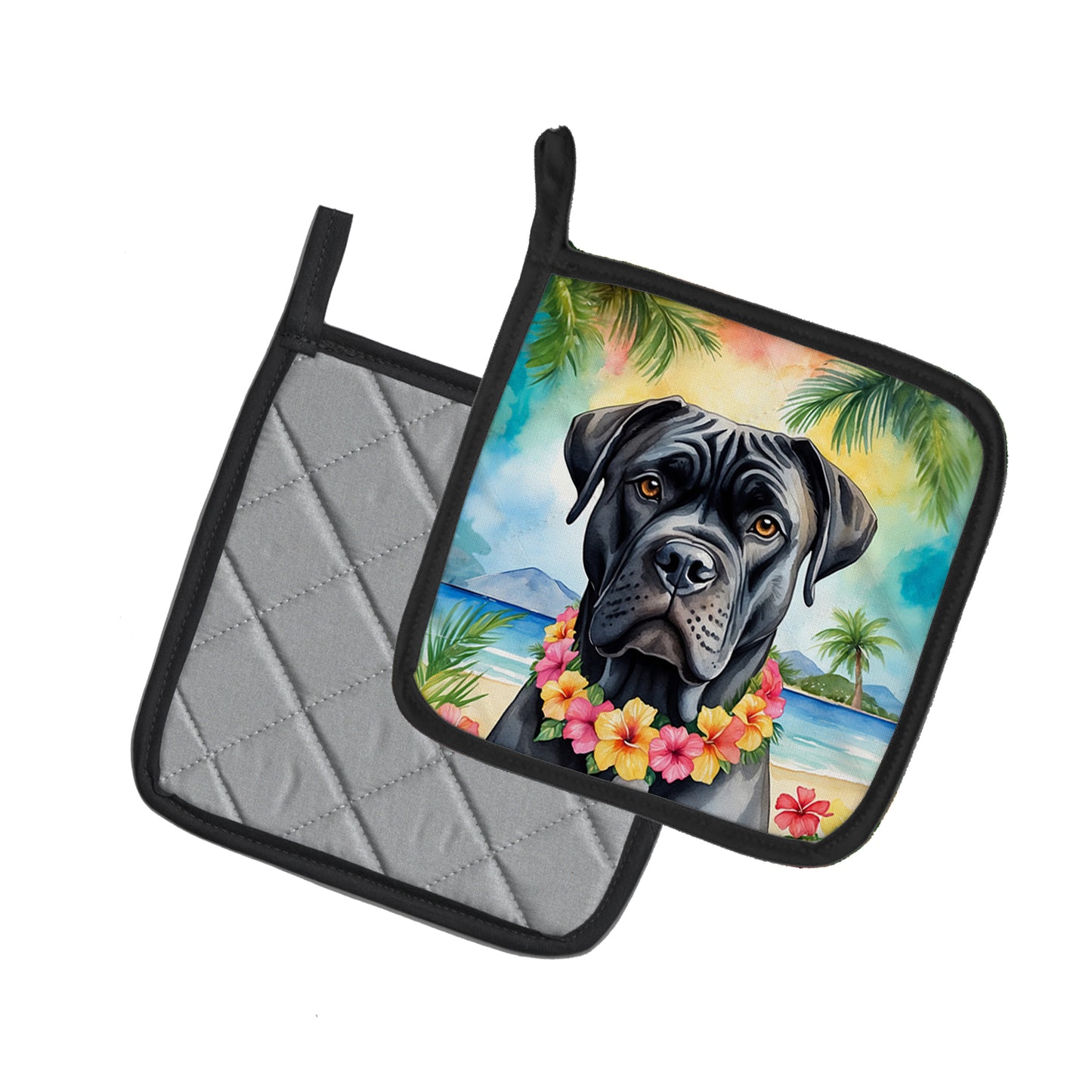 Cane Corso Luau Pair of Pot Holders