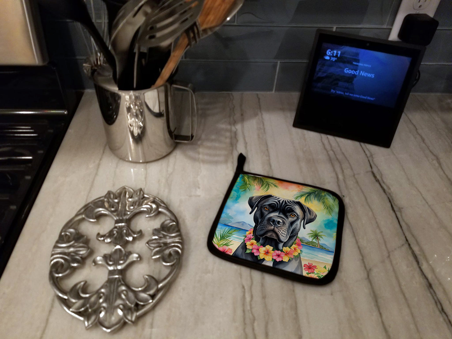 Cane Corso Luau Pair of Pot Holders