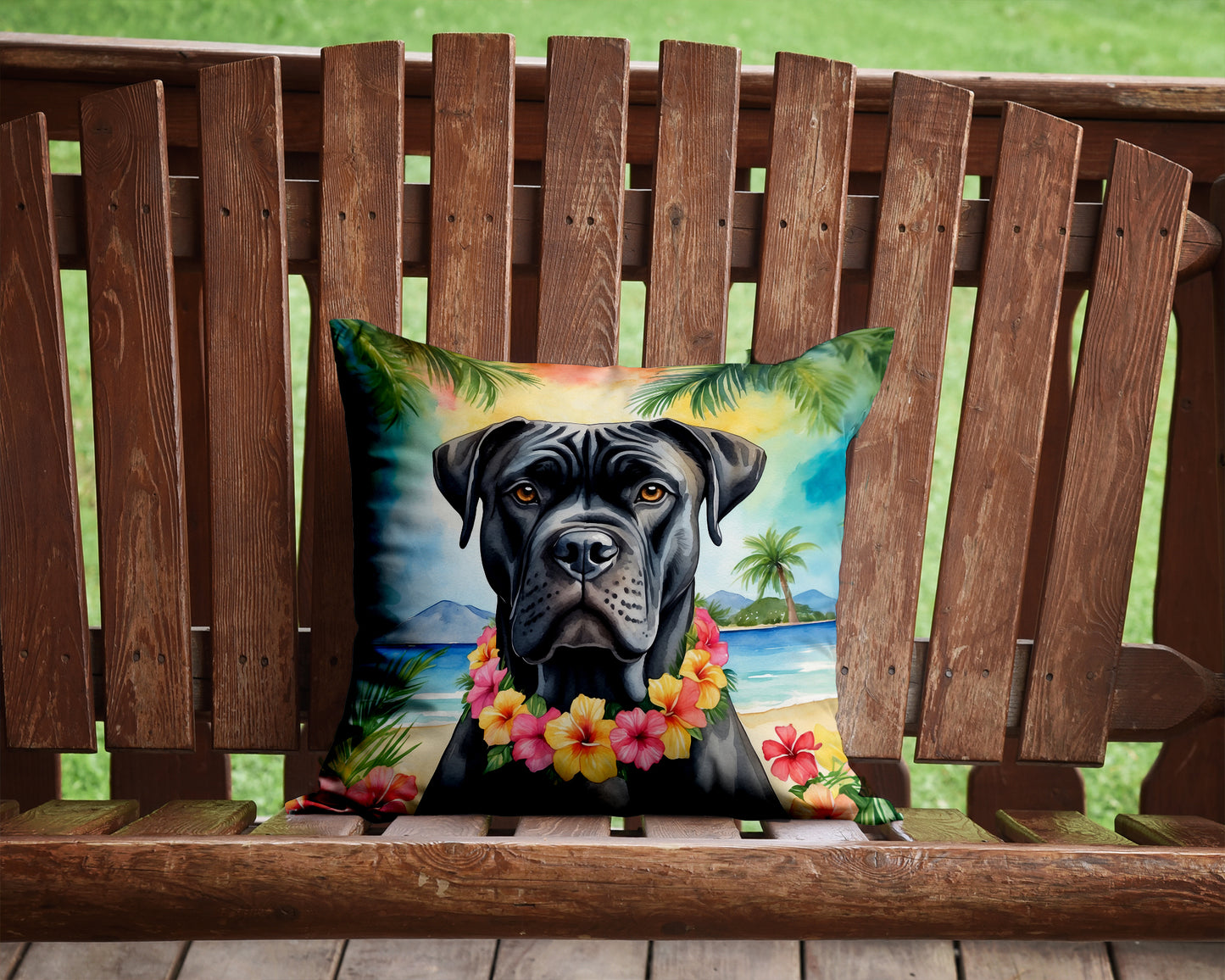 Cane Corso Luau Throw Pillow