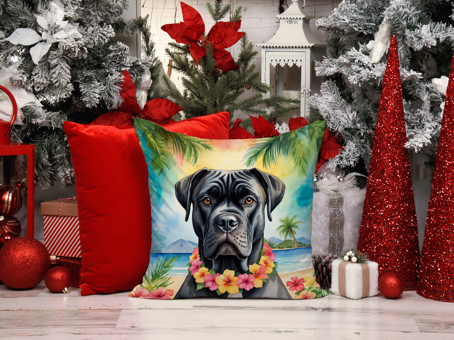 Cane Corso Luau Throw Pillow