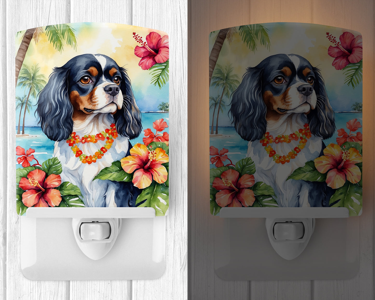 Cavalier Spaniel Luau Ceramic Night Light